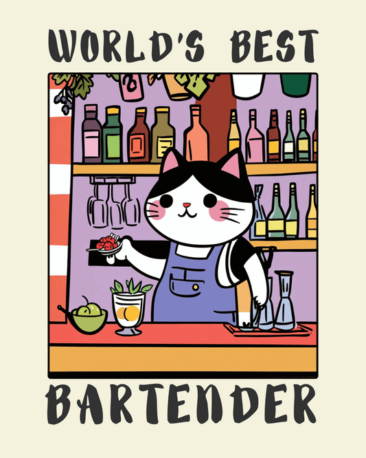 World's Best Bartender Print - Novelty Gift for Bartenders