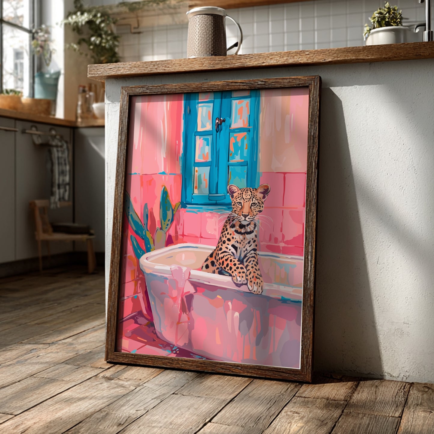 Bathroom Tiger Modern Art - The Majestic Bather Wall Print