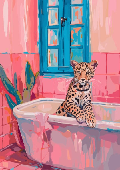 Bathroom Tiger Modern Art - The Majestic Bather Wall Print