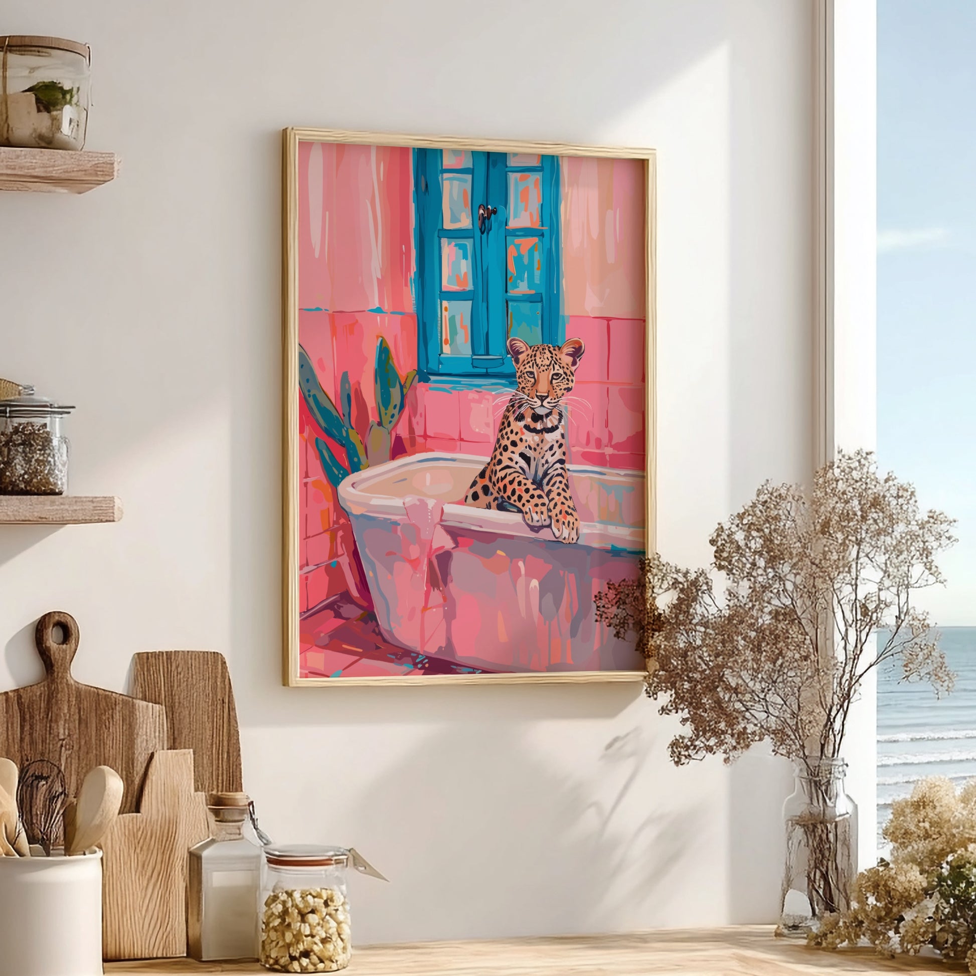 Bathroom Tiger Modern Art - The Majestic Bather Wall Print