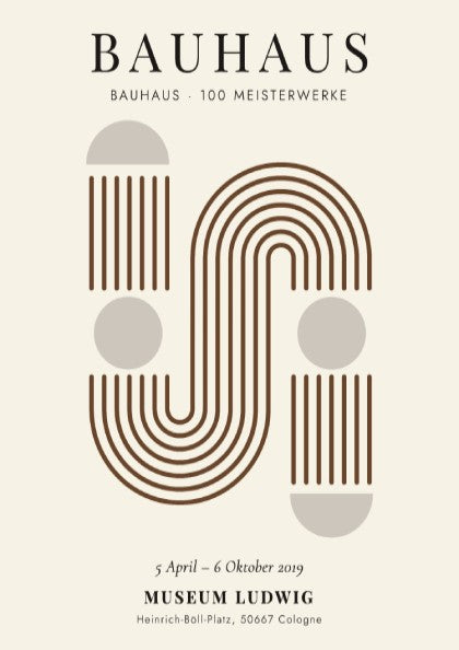 Bauhaus poster featuring geometric shapes and warm earthy tones, modern design for wall decor