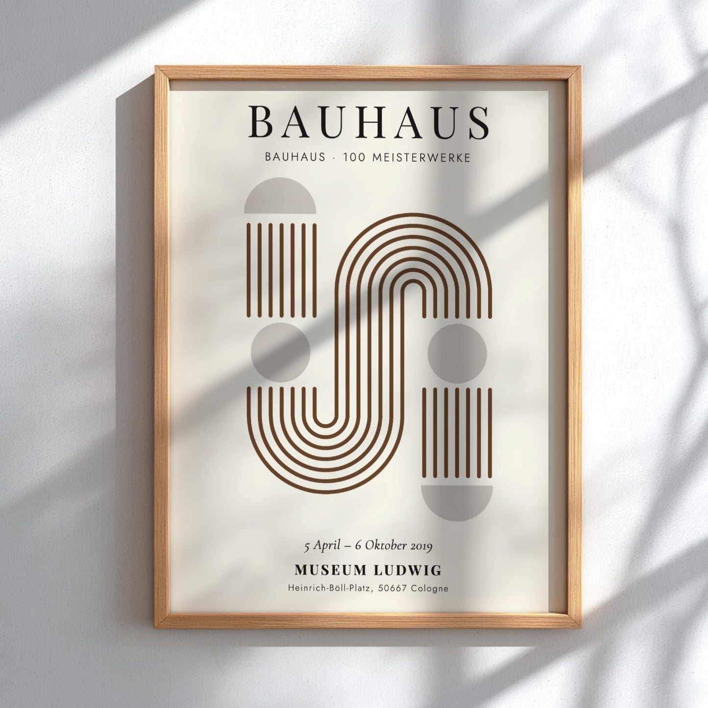 Bauhaus poster featuring geometric shapes and warm earthy tones, modern design for wall decor
