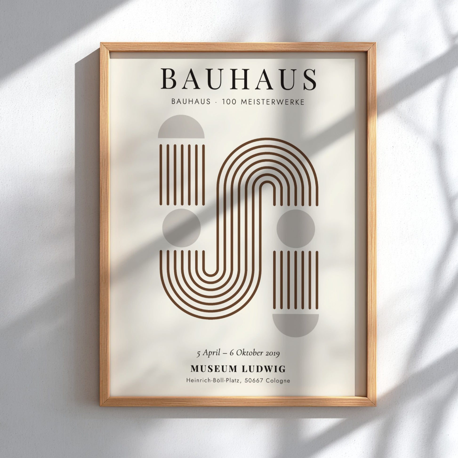 Bauhaus poster featuring geometric shapes and warm earthy tones, modern design for wall decor