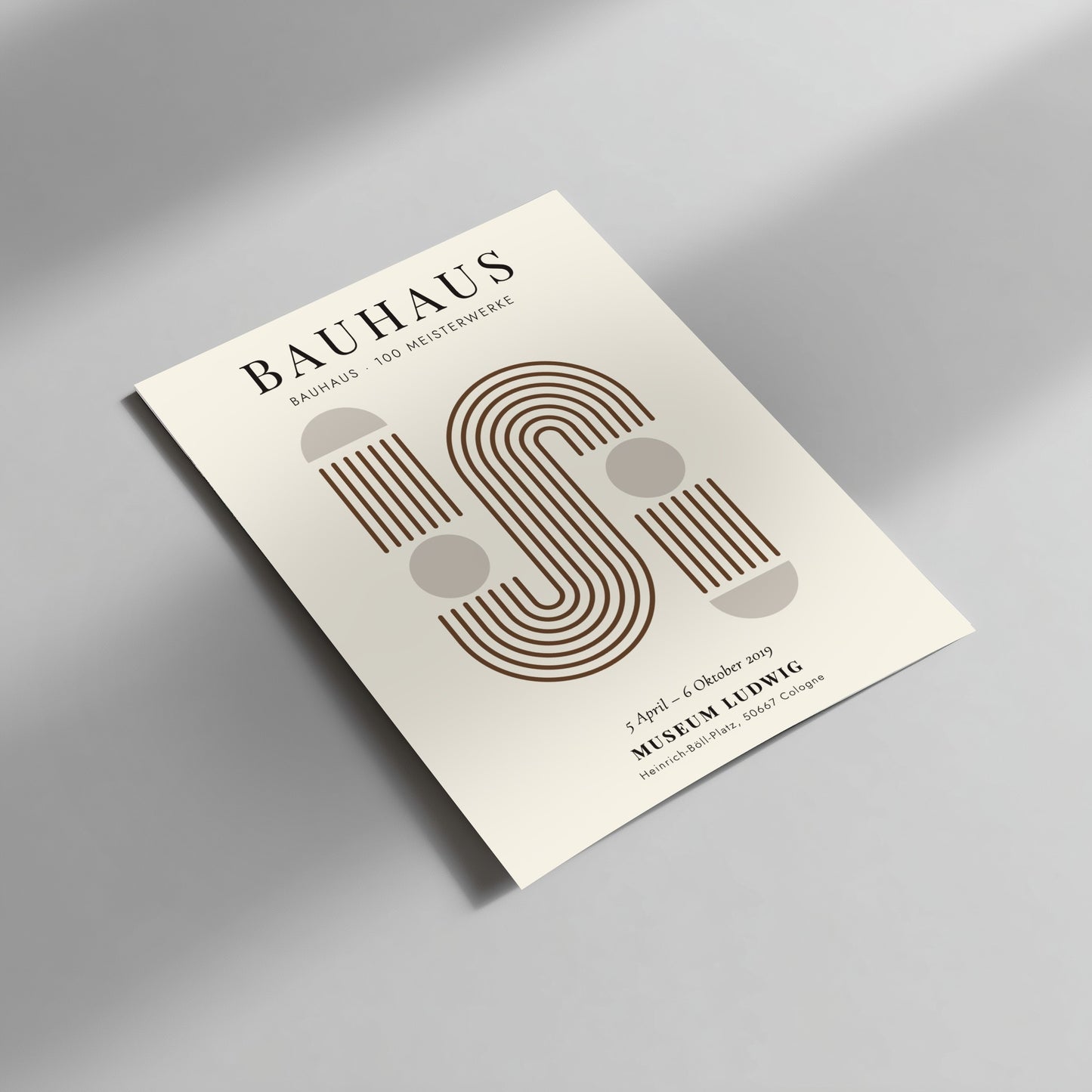 Bauhaus poster featuring geometric shapes and warm earthy tones, modern design for wall decor
