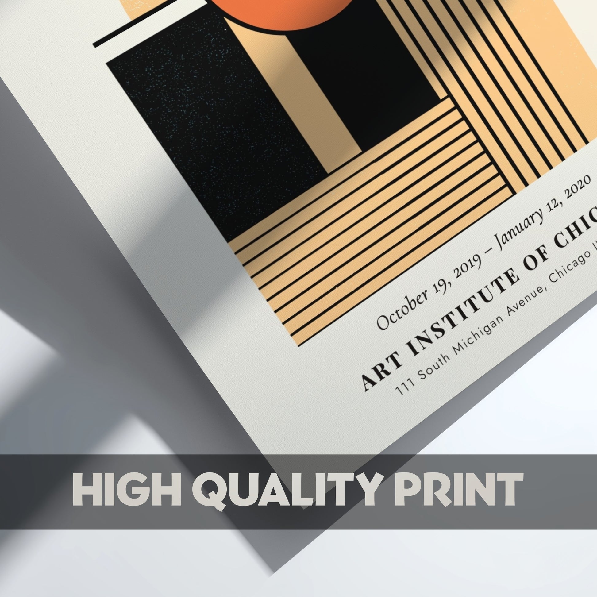 Bauhaus poster featuring geometric shapes and warm colors, modern wall art for decor