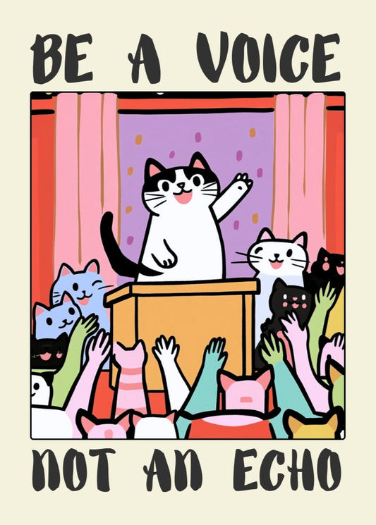 Motivational Feline Art, Quirky Animal Wall Decor, Cat Lover Gift, Vintage-Style Illustration