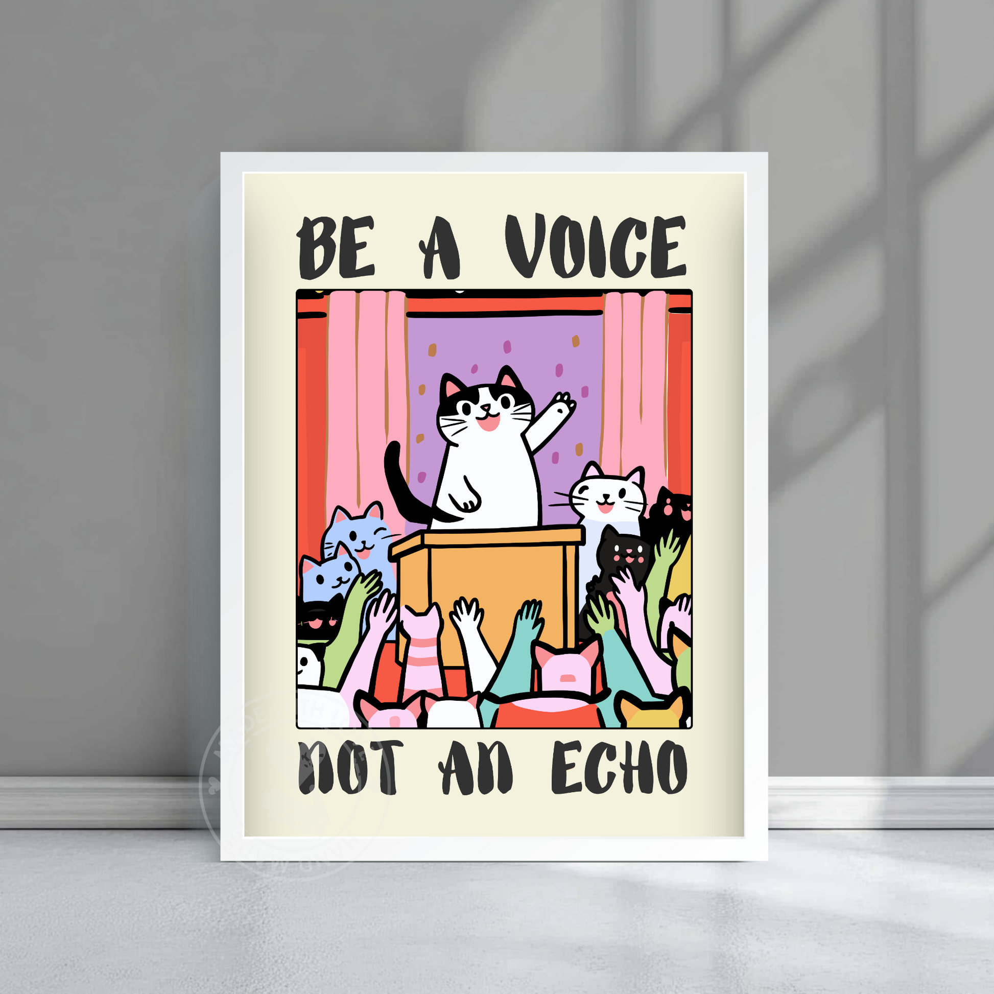 Funny Cat Poster, Motivational Art, Quirky Animal Wall Decor, Cat Lover Gift, Vintage-Style Illustration