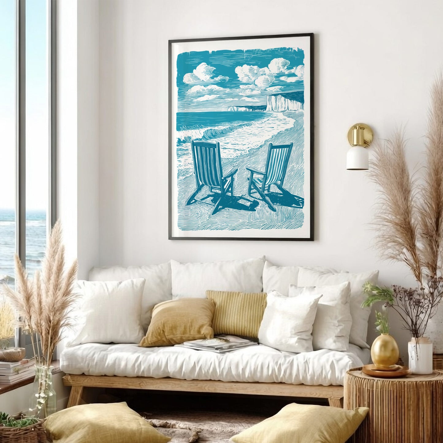 Wandbild „Vollmondwald“ – Minimalistisches Boho-Kunstwerk