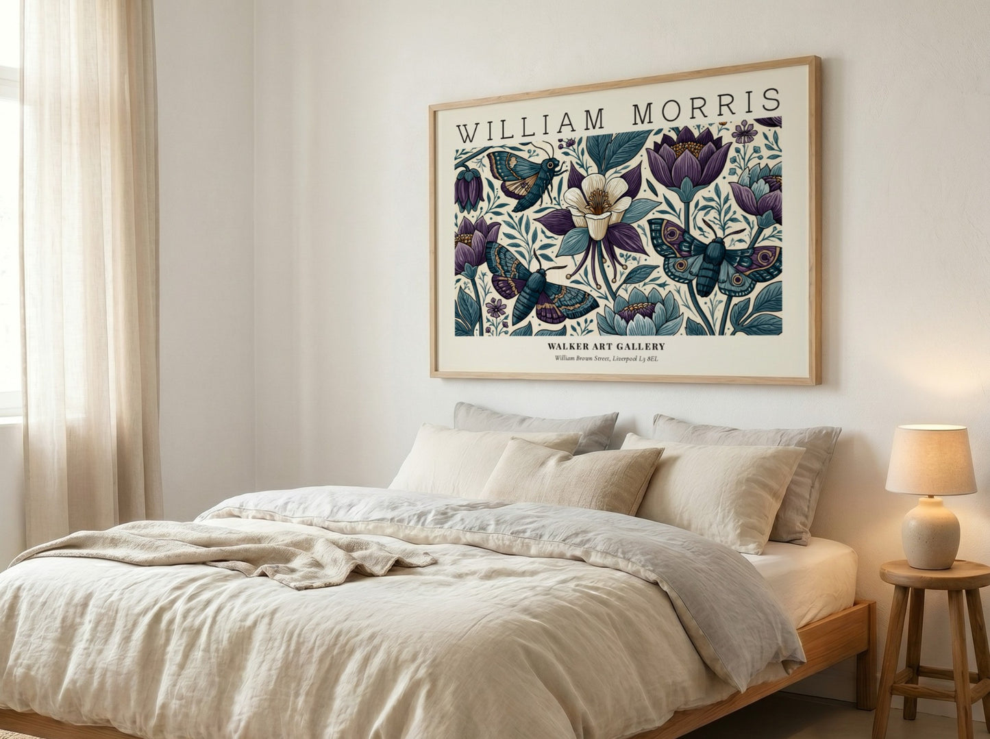 Beauty of Life wall art print featuring floral patterns and butterflies in blue and purple tones
