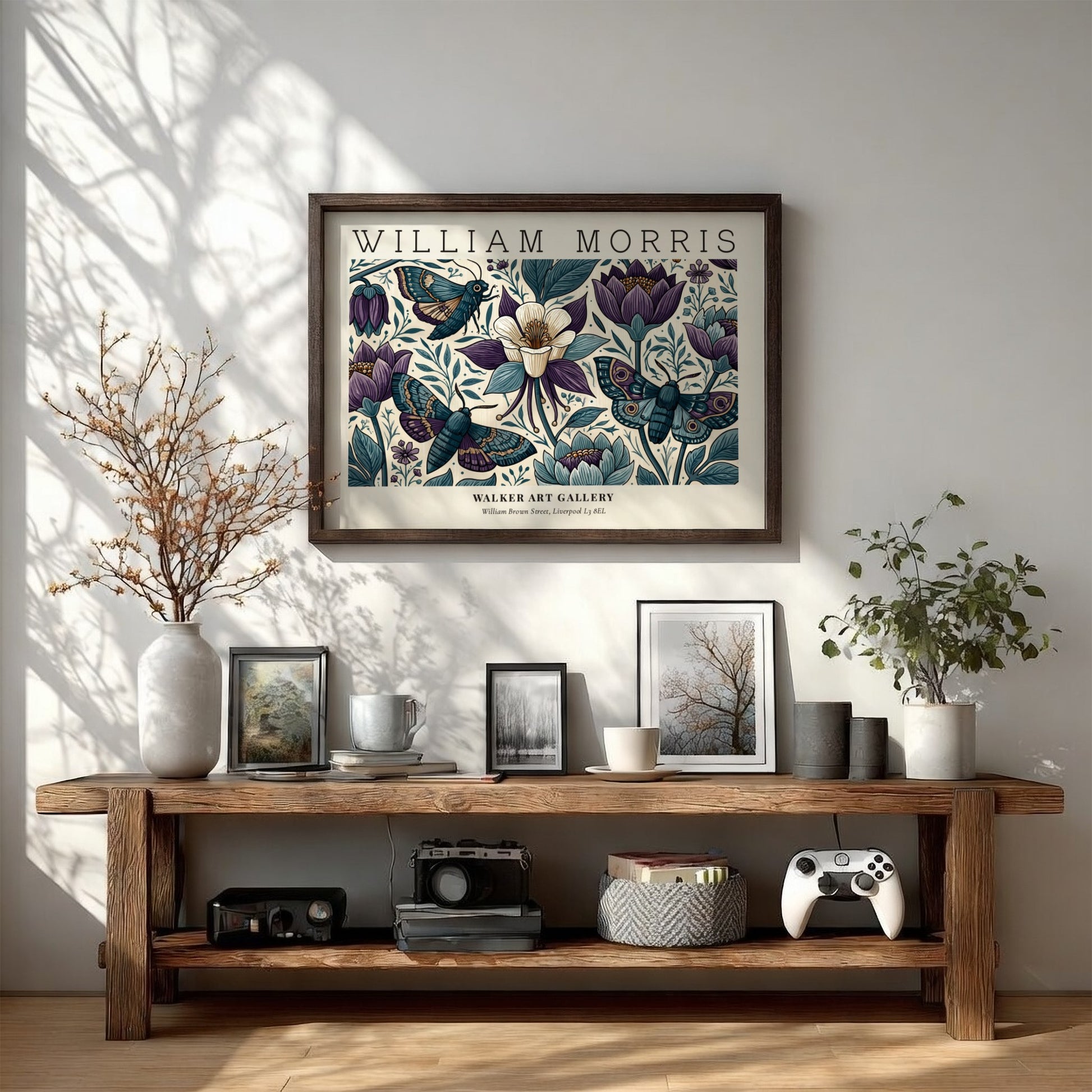 Beauty of Life wall art print featuring floral patterns and butterflies in blue and purple tones