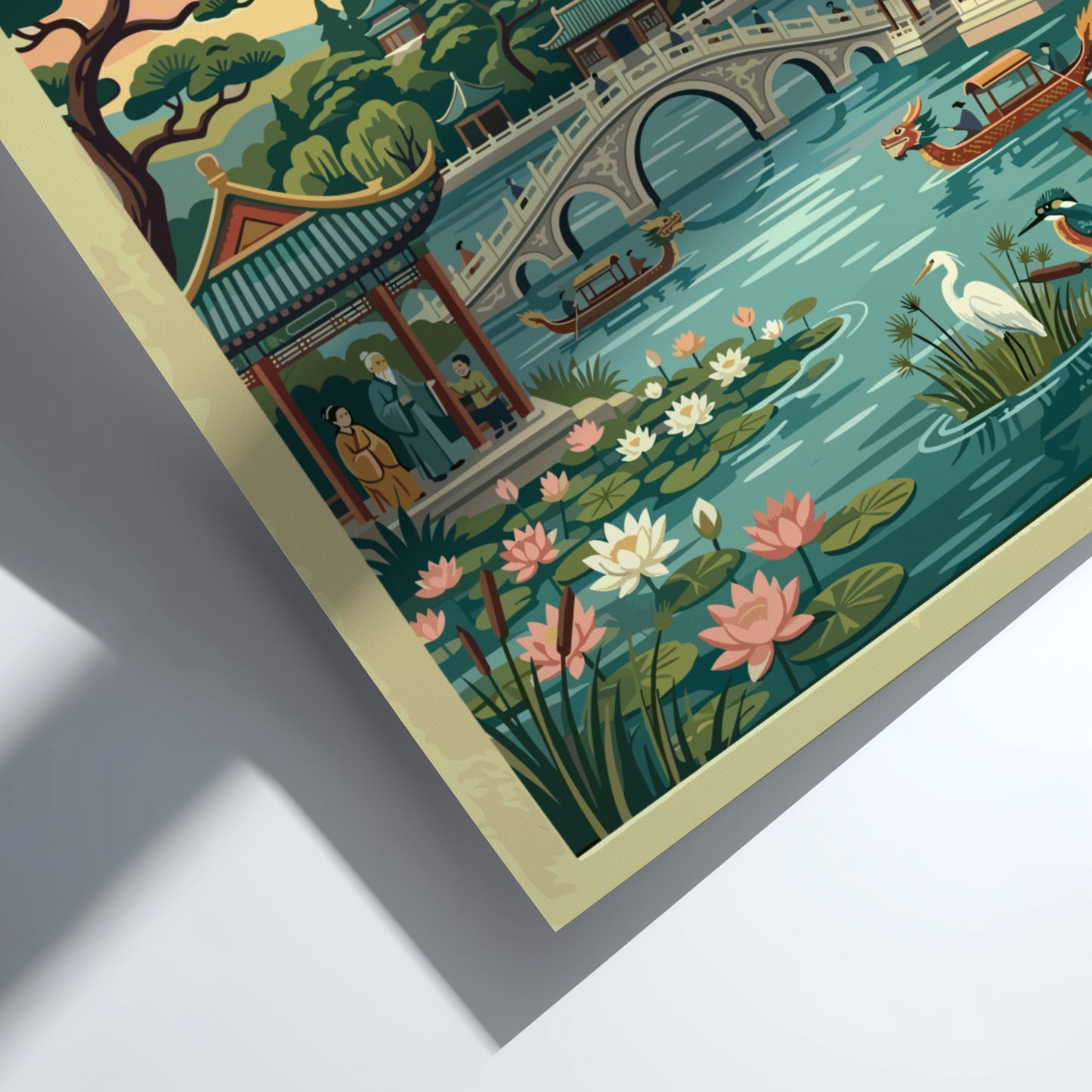 Beihai Park travel poster featuring vintage landscape art with greenery and traditional architecture