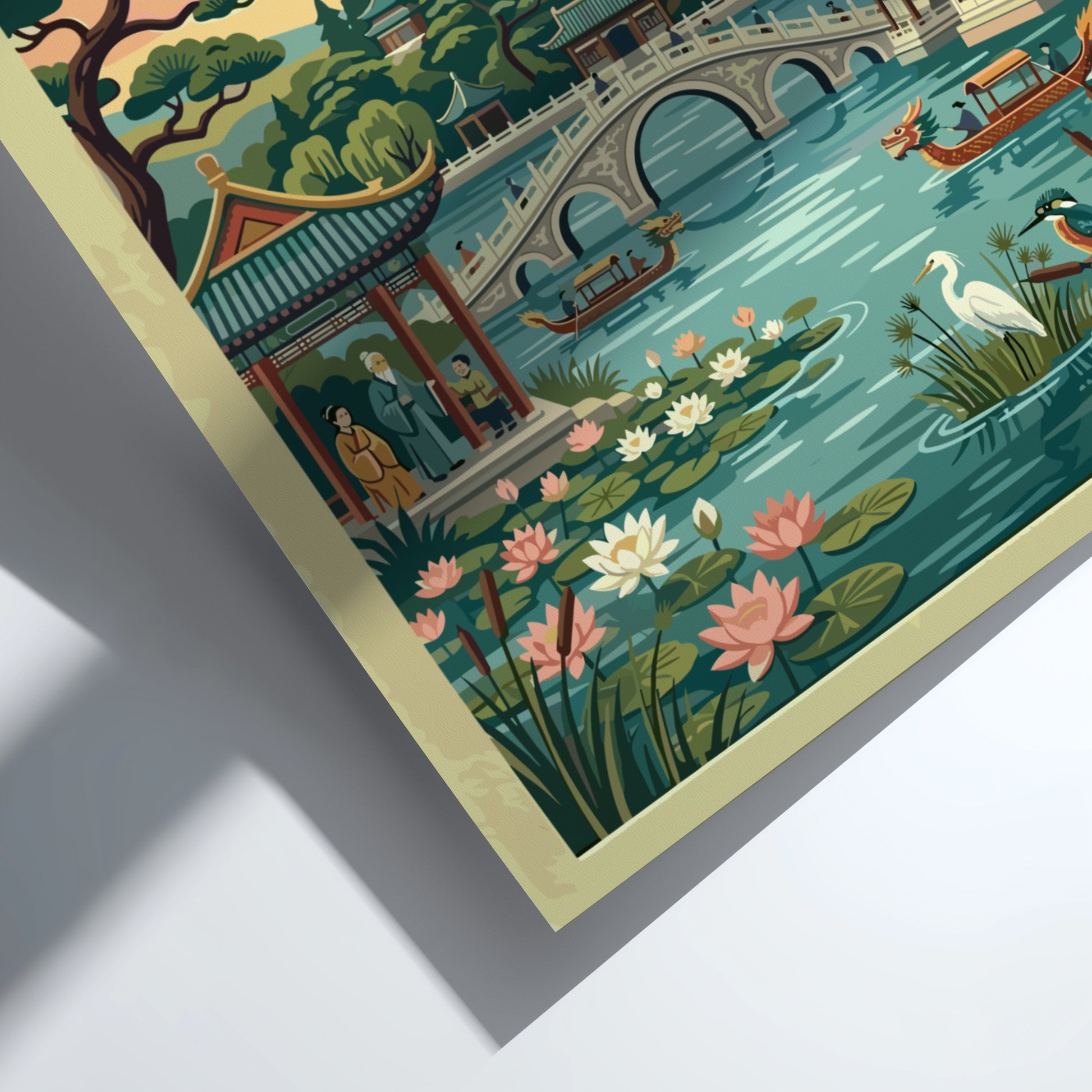 Beihai Park travel poster featuring vintage landscape art with greenery and traditional architecture