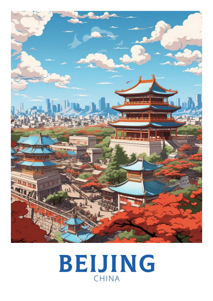Asian BEIJING TRAVEL PRINT - RETRO ARTWORK