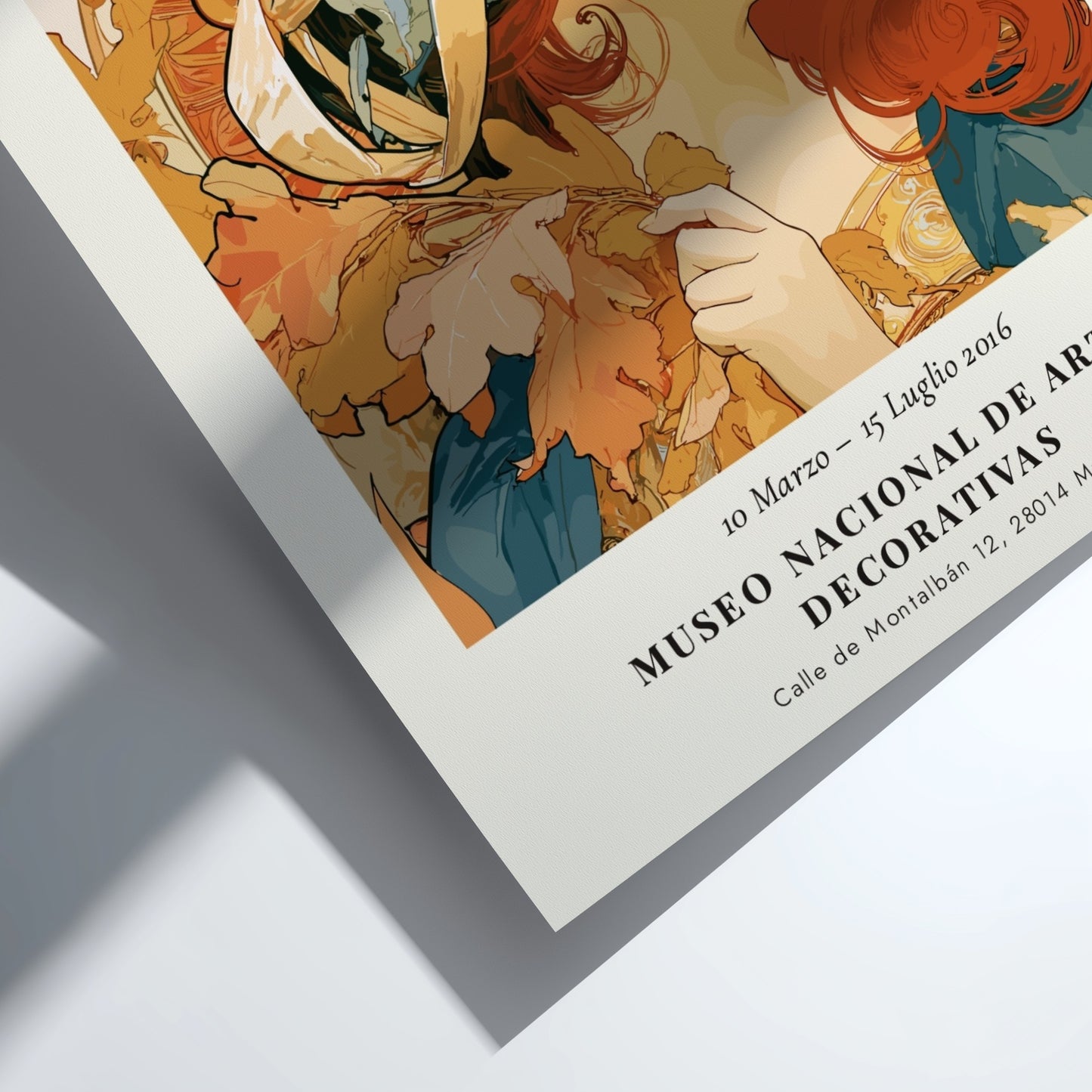 Bellezza Decorativa poster featuring Alphonse Mucha's art in warm colors and intricate details