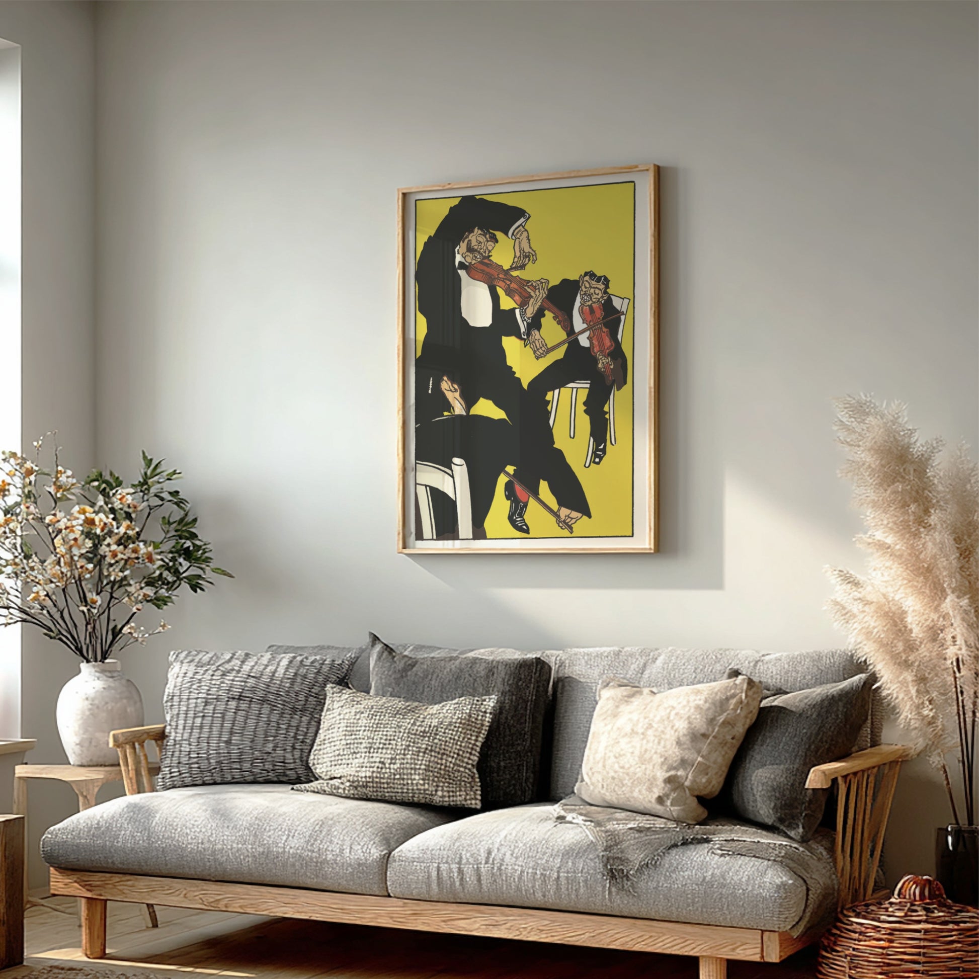 Poster of Moriz Jung's "Between 3 and 4 in the Morning!" featuring expressionist violinists in bold black