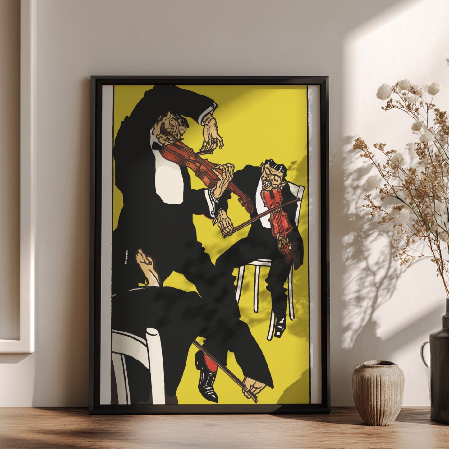 Poster of Moriz Jung's "Between 3 and 4 in the Morning!" featuring expressionist violinists in bold black