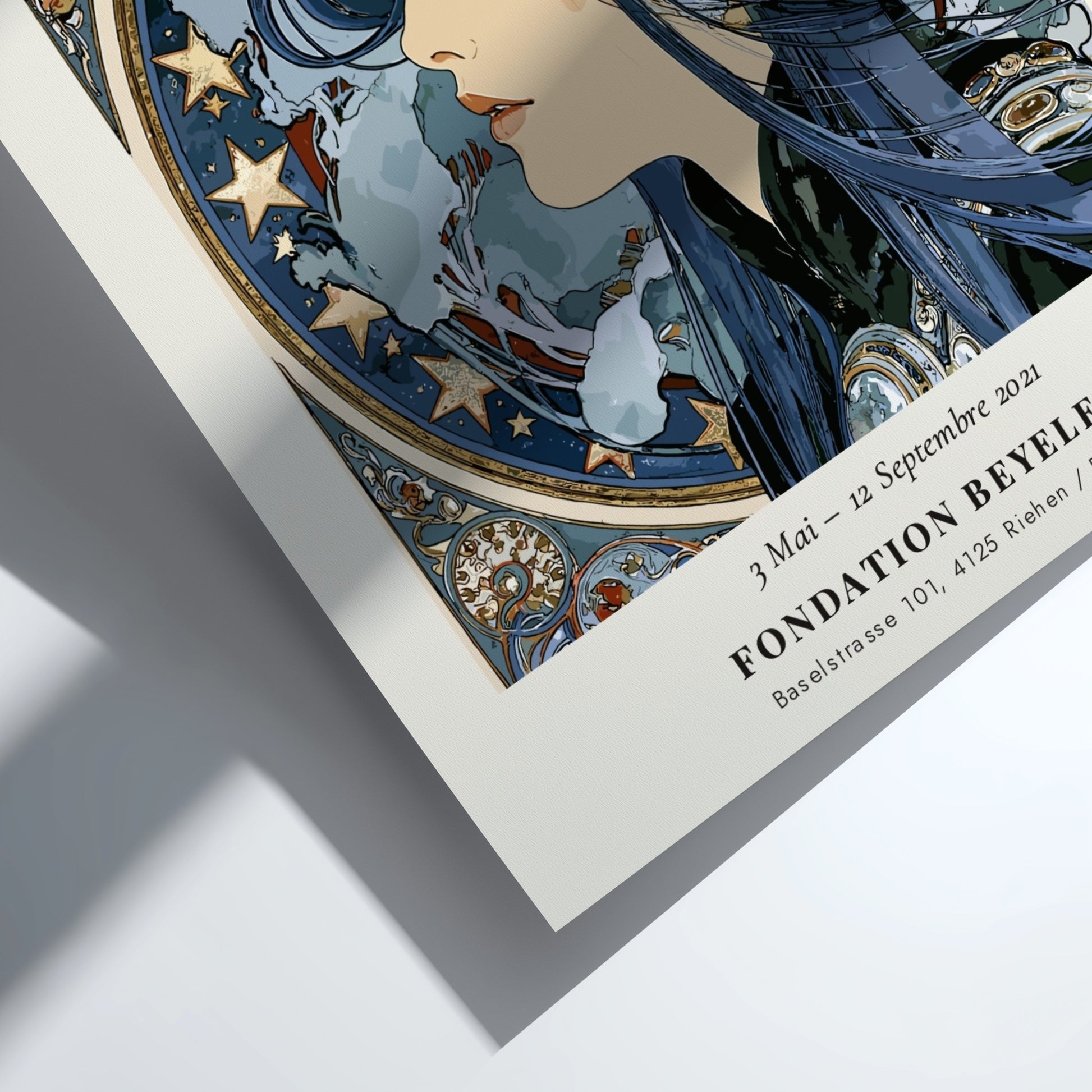 Alphonse Mucha poster featuring Bijoux Plantes Étoiles design with intricate details and soft colors