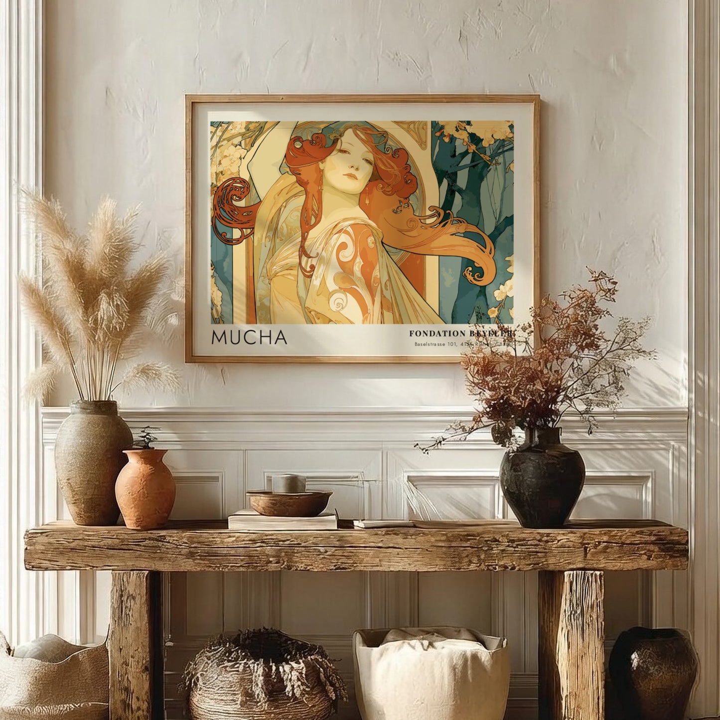 Wall art poster featuring a Mucha Bijoux portrait in an Art Nouveau style