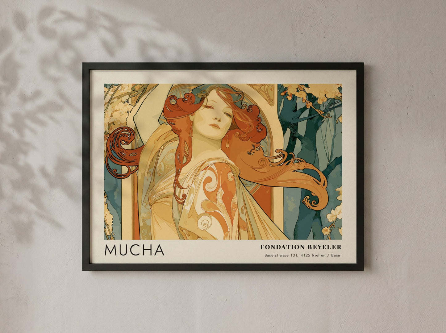 Wall art poster featuring a Mucha Bijoux portrait in an Art Nouveau style
