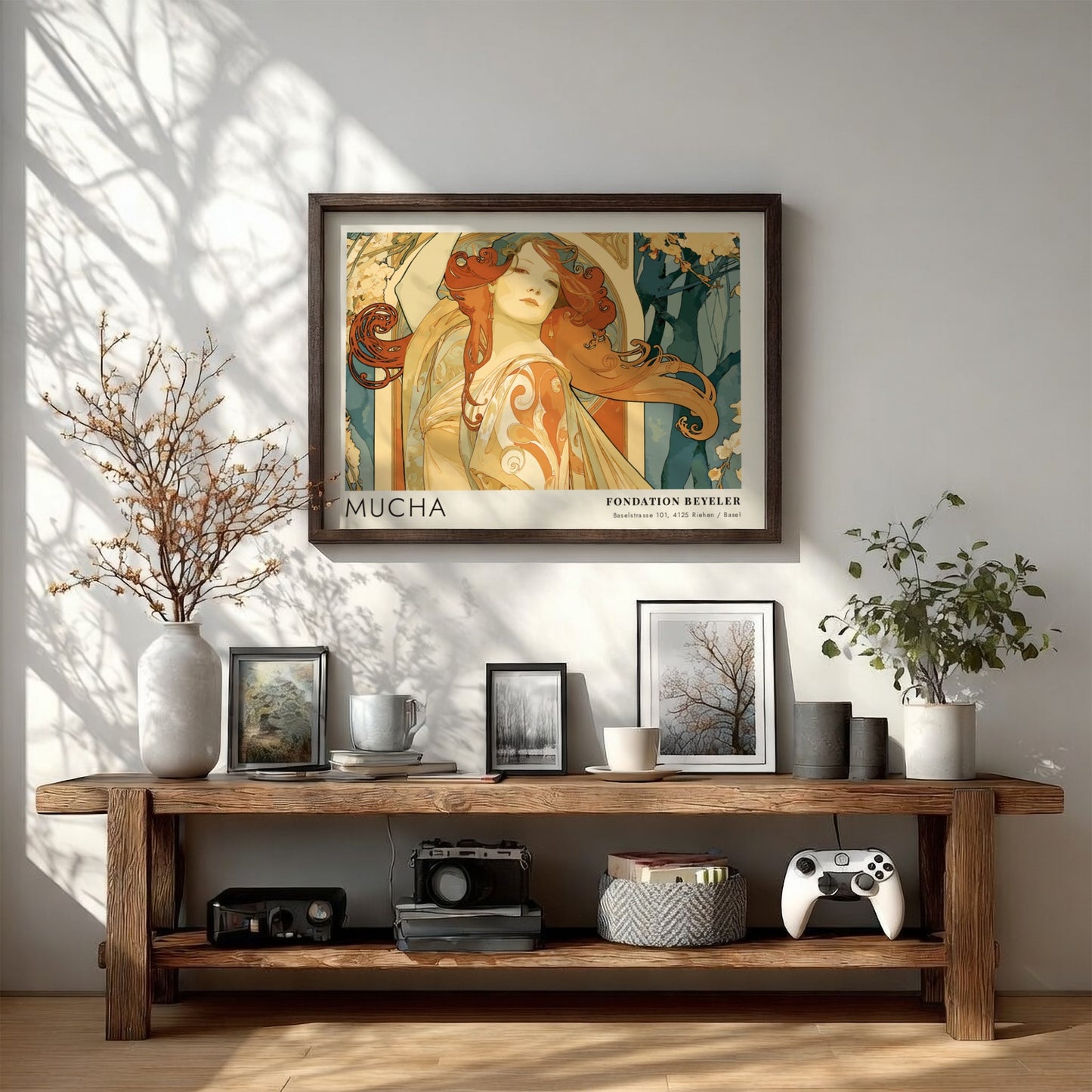Wall art poster featuring a Mucha Bijoux portrait in an Art Nouveau style
