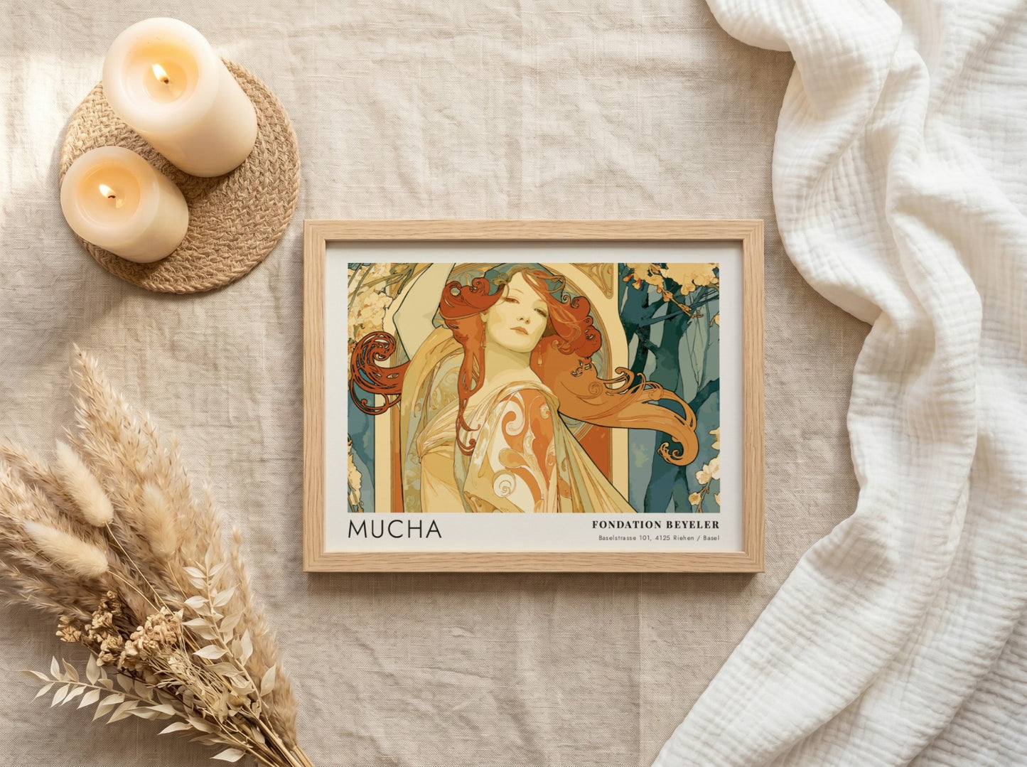 Wall art poster featuring a Mucha Bijoux portrait in an Art Nouveau style