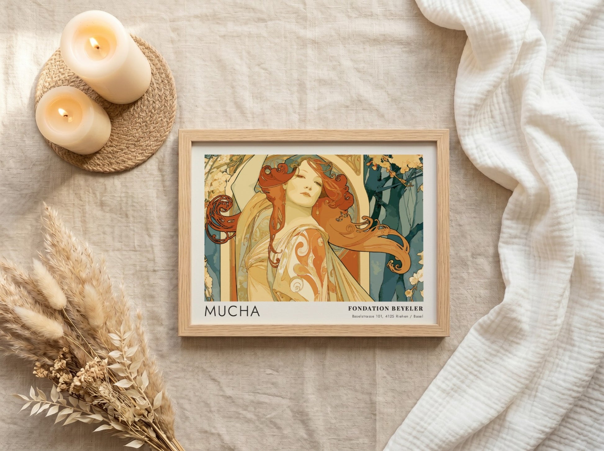 Wall art poster featuring a Mucha Bijoux portrait in an Art Nouveau style