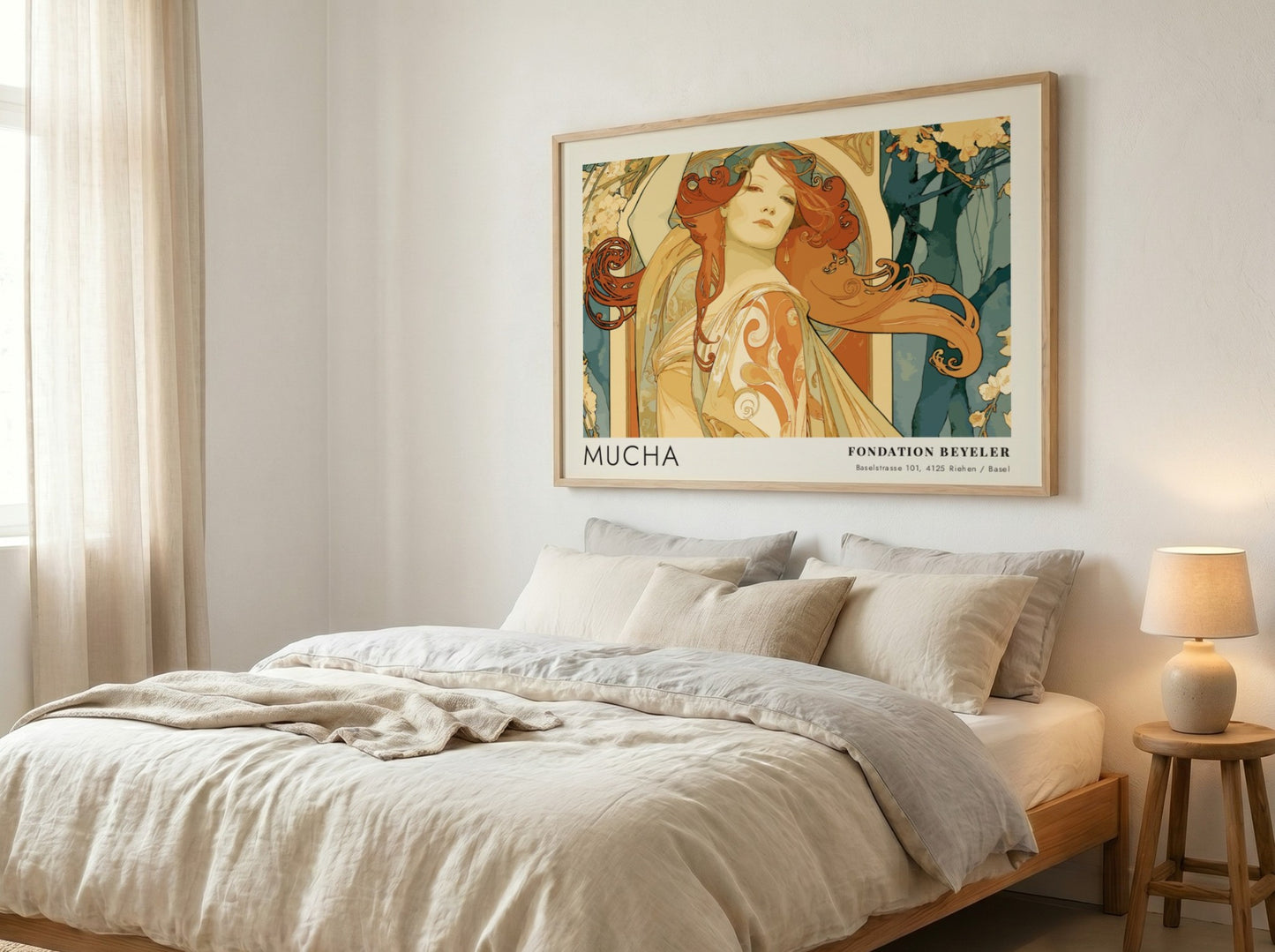 Wall art poster featuring a Mucha Bijoux portrait in an Art Nouveau style