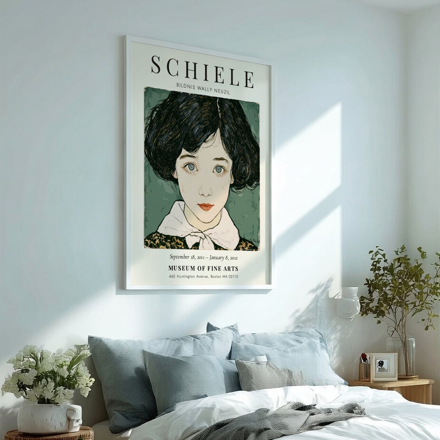 Egon Schiele poster featuring Bildnis Wally Neuzil, expressionist style with bold lines and rich colors