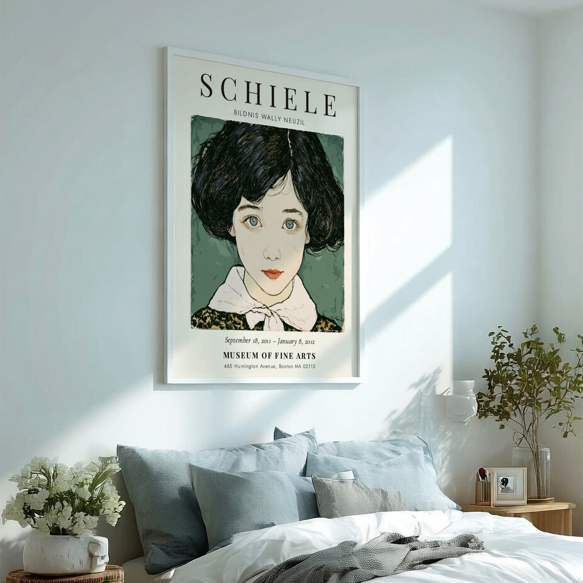 Egon Schiele poster featuring Bildnis Wally Neuzil, expressionist style with bold lines and rich colors