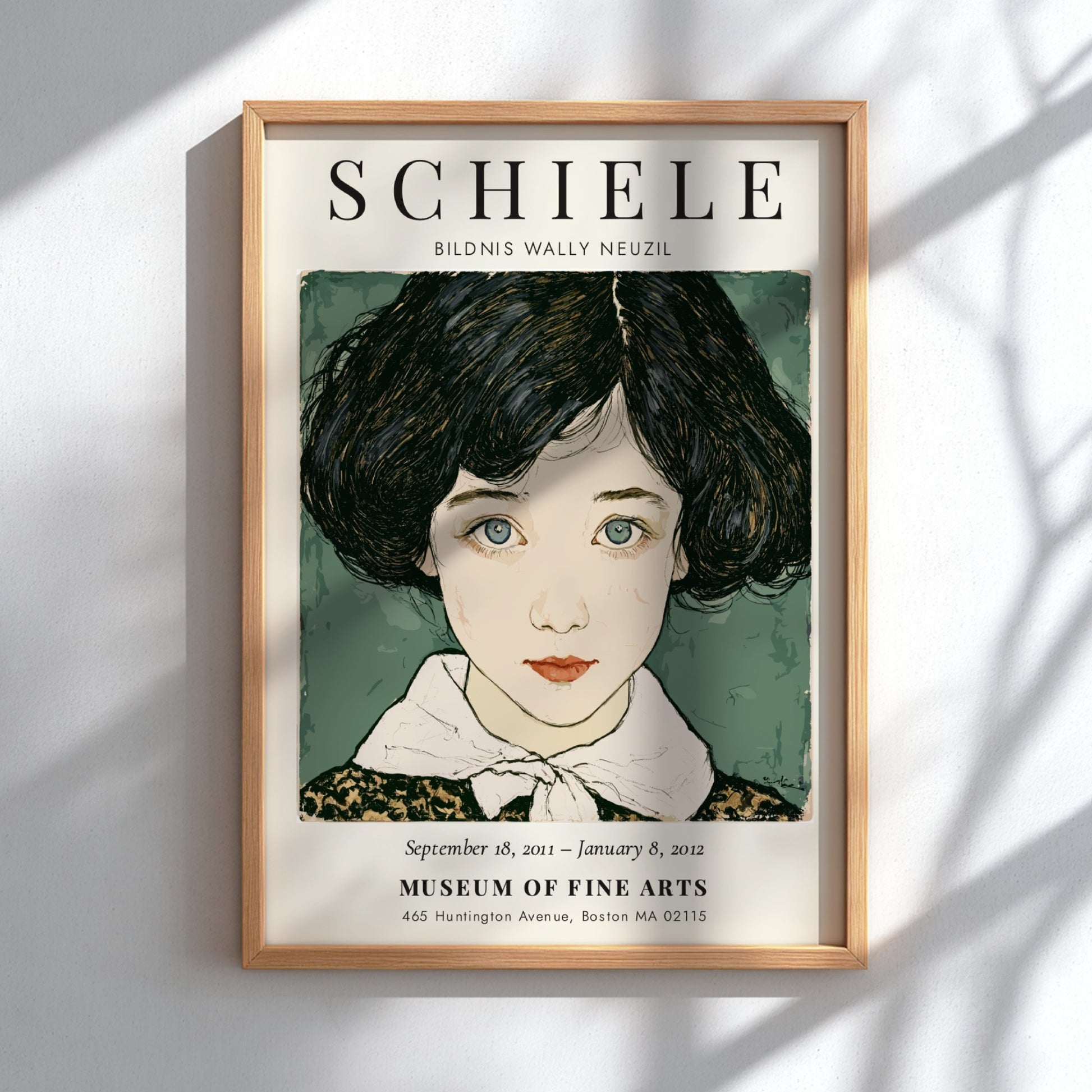 Egon Schiele poster featuring Bildnis Wally Neuzil, expressionist style with bold lines and rich colors