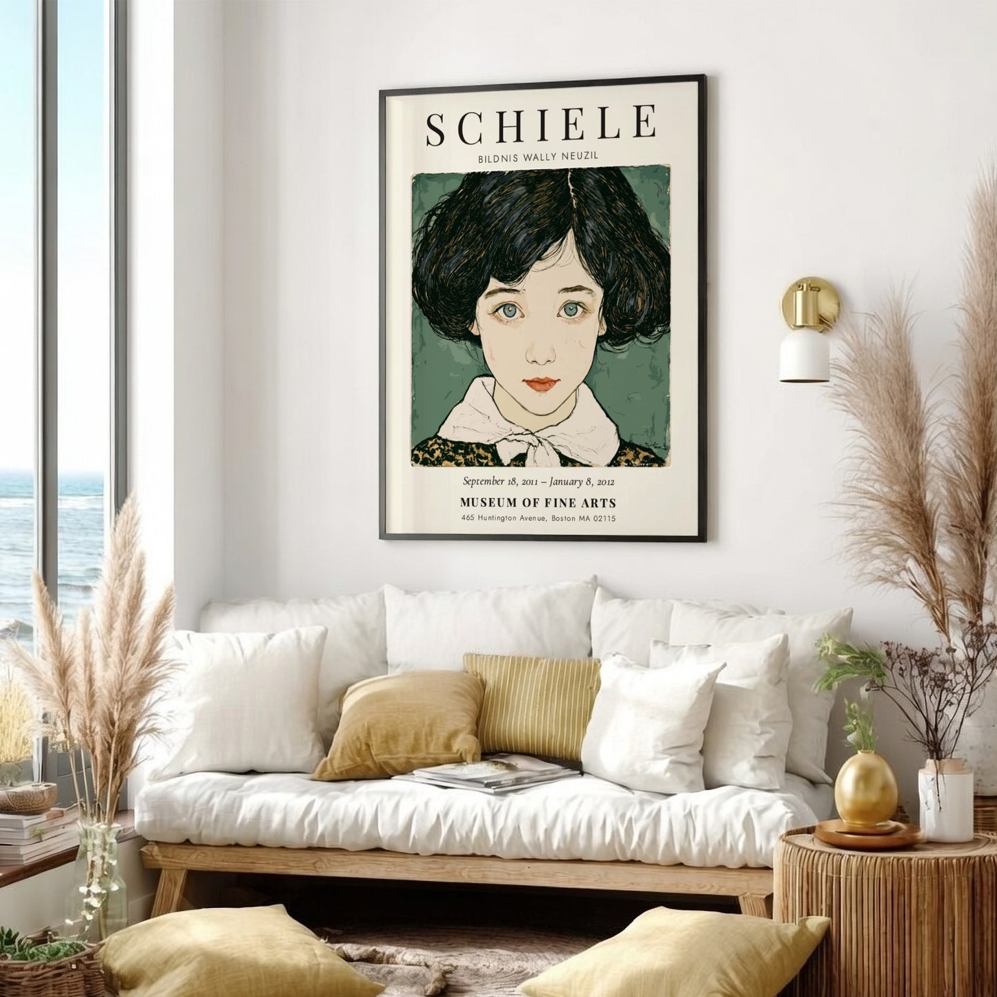 Egon Schiele poster featuring Bildnis Wally Neuzil, expressionist style with bold lines and rich colors