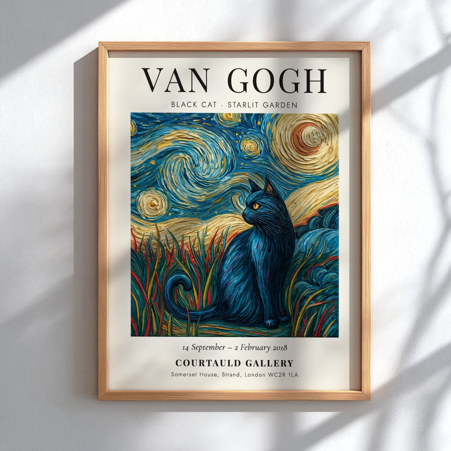 Black Cat Poster featuring vibrant colors and Van Gogh-inspired style