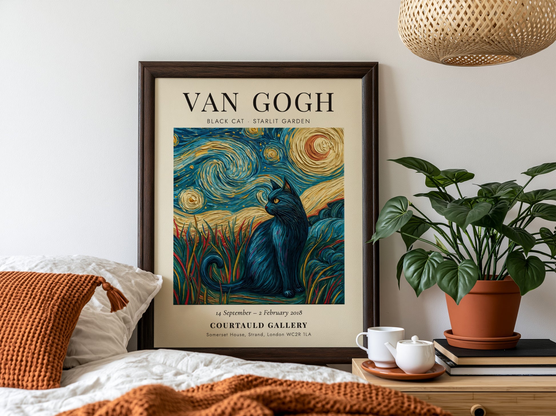 Black Cat Poster featuring vibrant colors and Van Gogh-inspired style