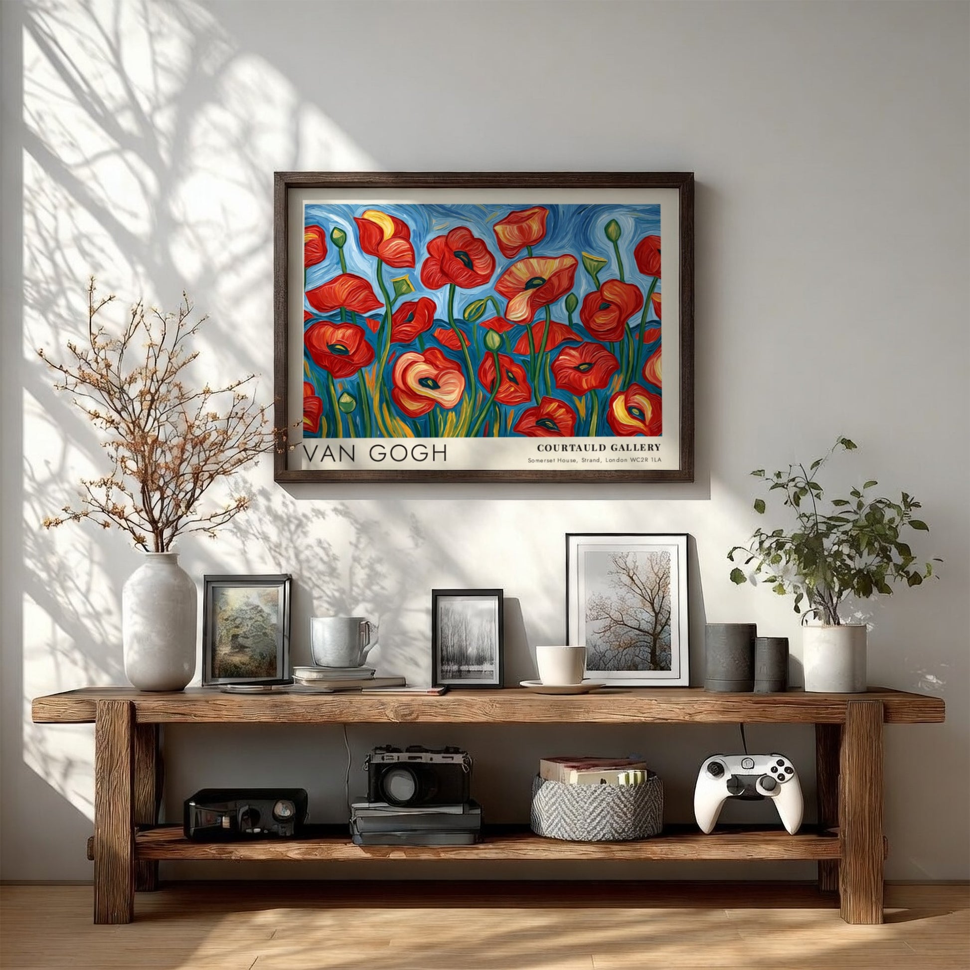 Poppy Field Poster featuring vibrant red flowers in Van Gogh style