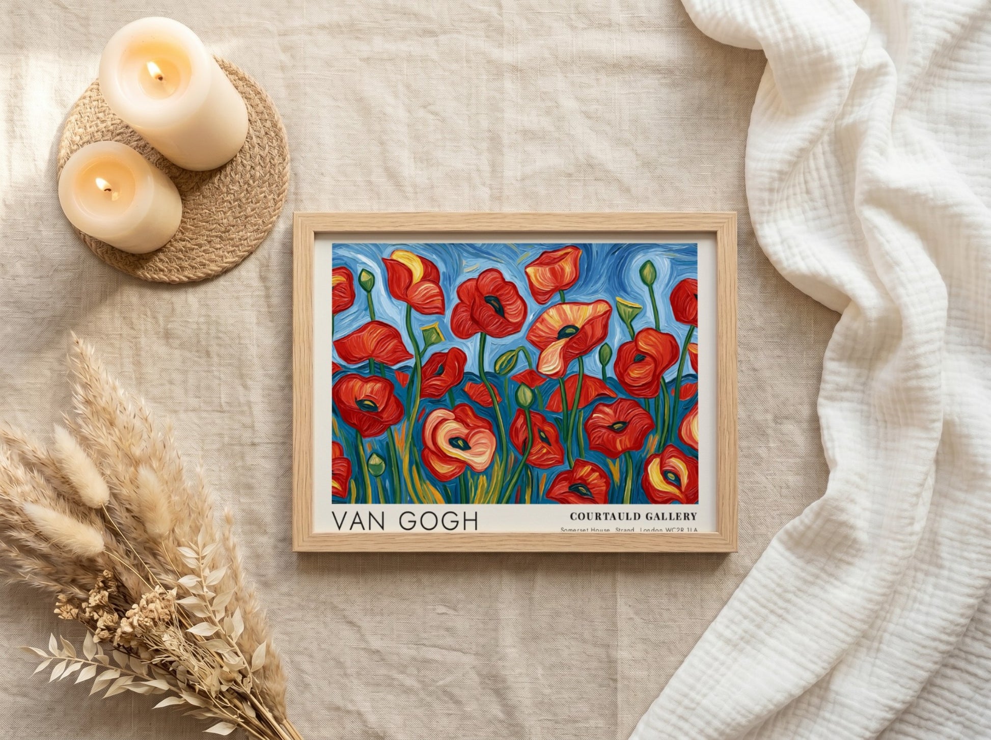 Poppy Field Poster featuring vibrant red flowers in Van Gogh style