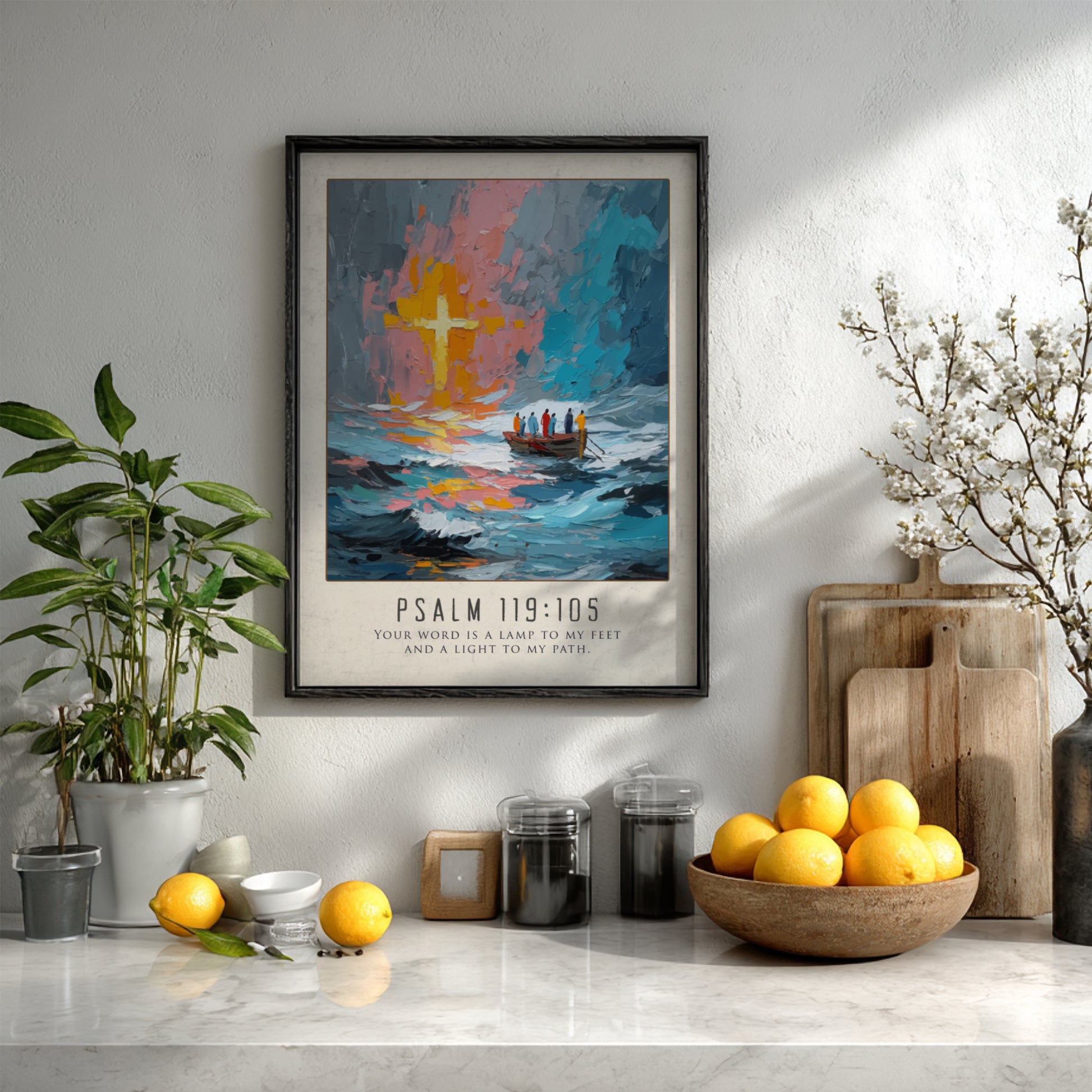 Psalm 119:105: The Lamp & The Light - Modern Minimalist Scripture Art