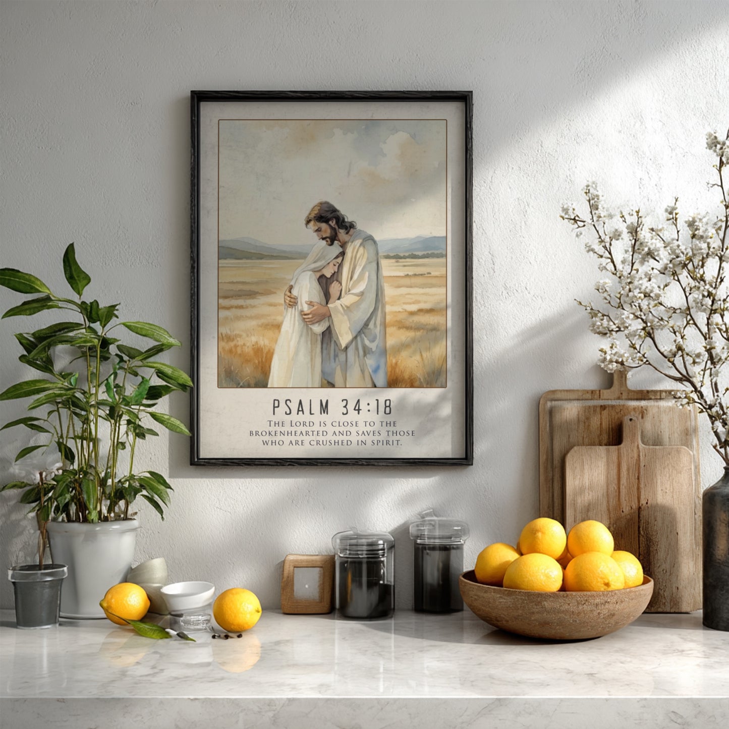 Psalm 34:18: The Nearness – Modern Minimalist Scripture Art