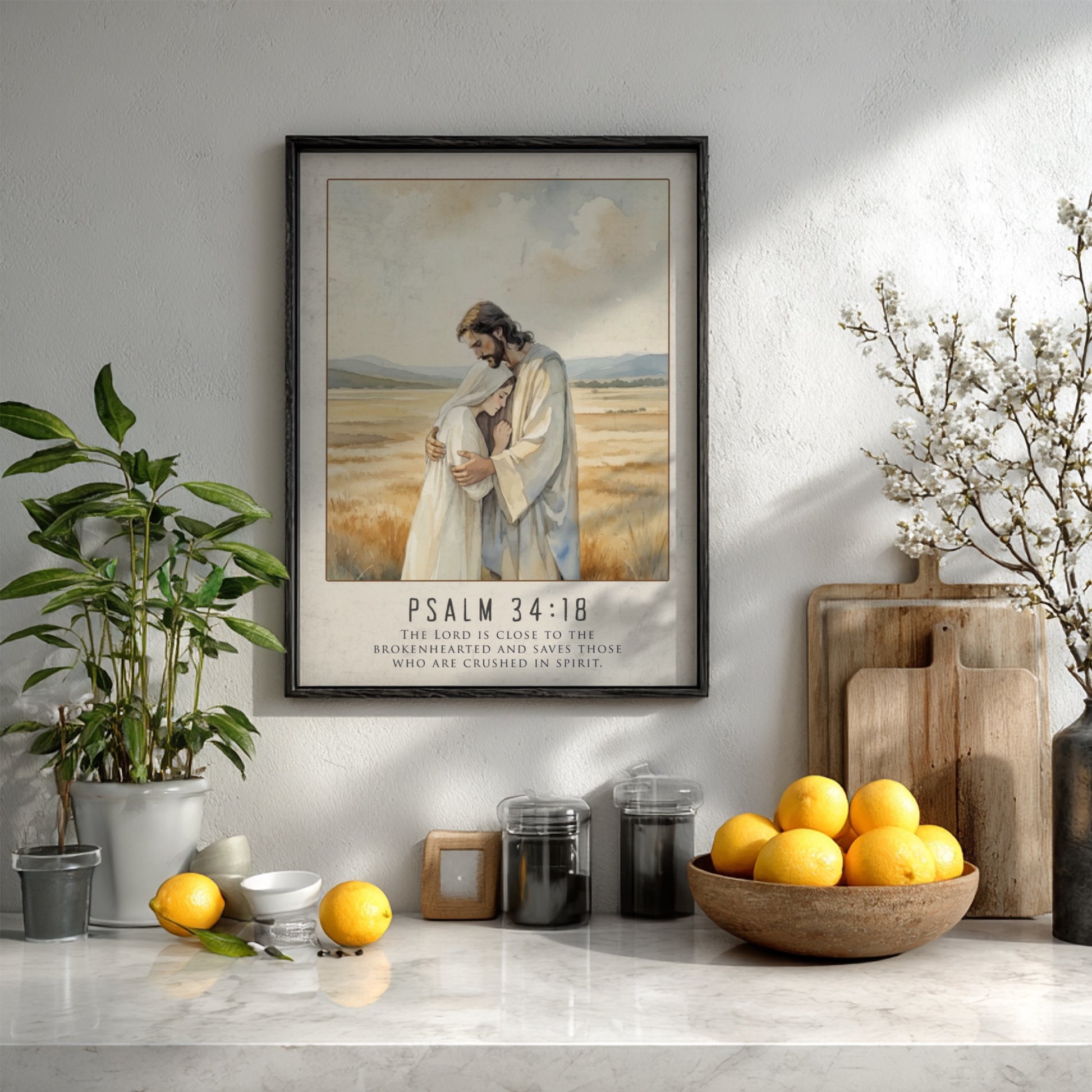Psalm 34:18: The Nearness – Modern Minimalist Scripture Art