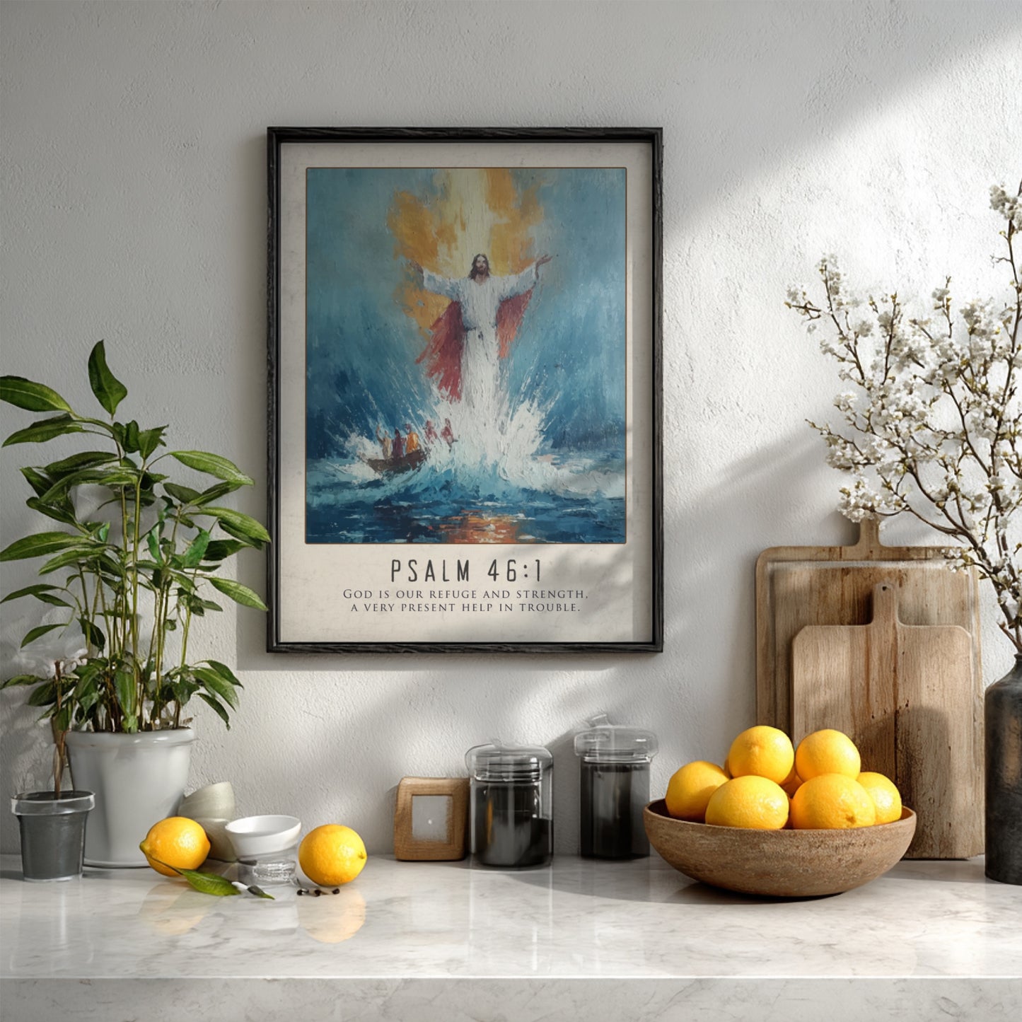 Psalm 46:1: The Stronghold – Modern Minimalist Scripture Art