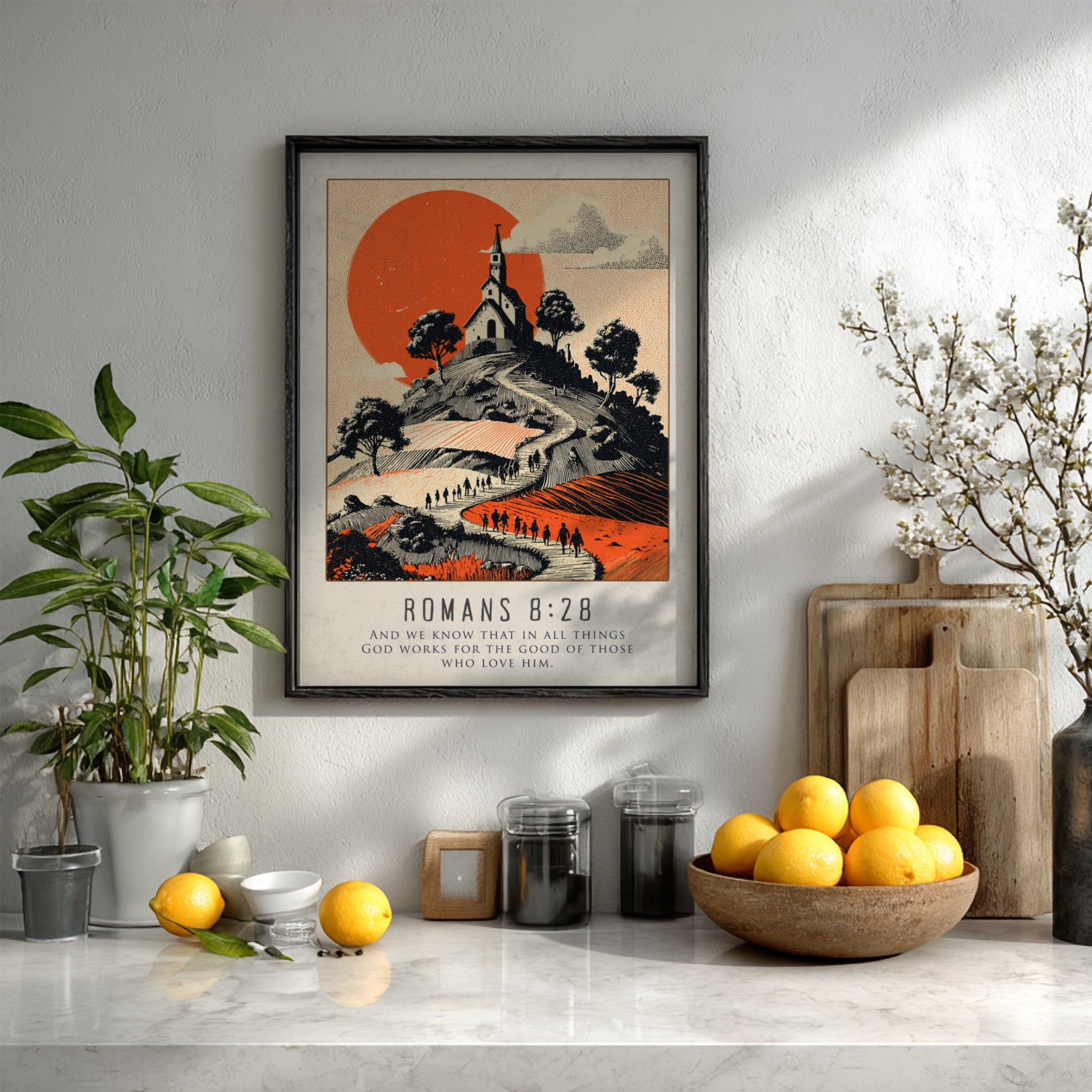 Romans 8:28: The Synergy – Modern Minimalist Scripture Wall Art