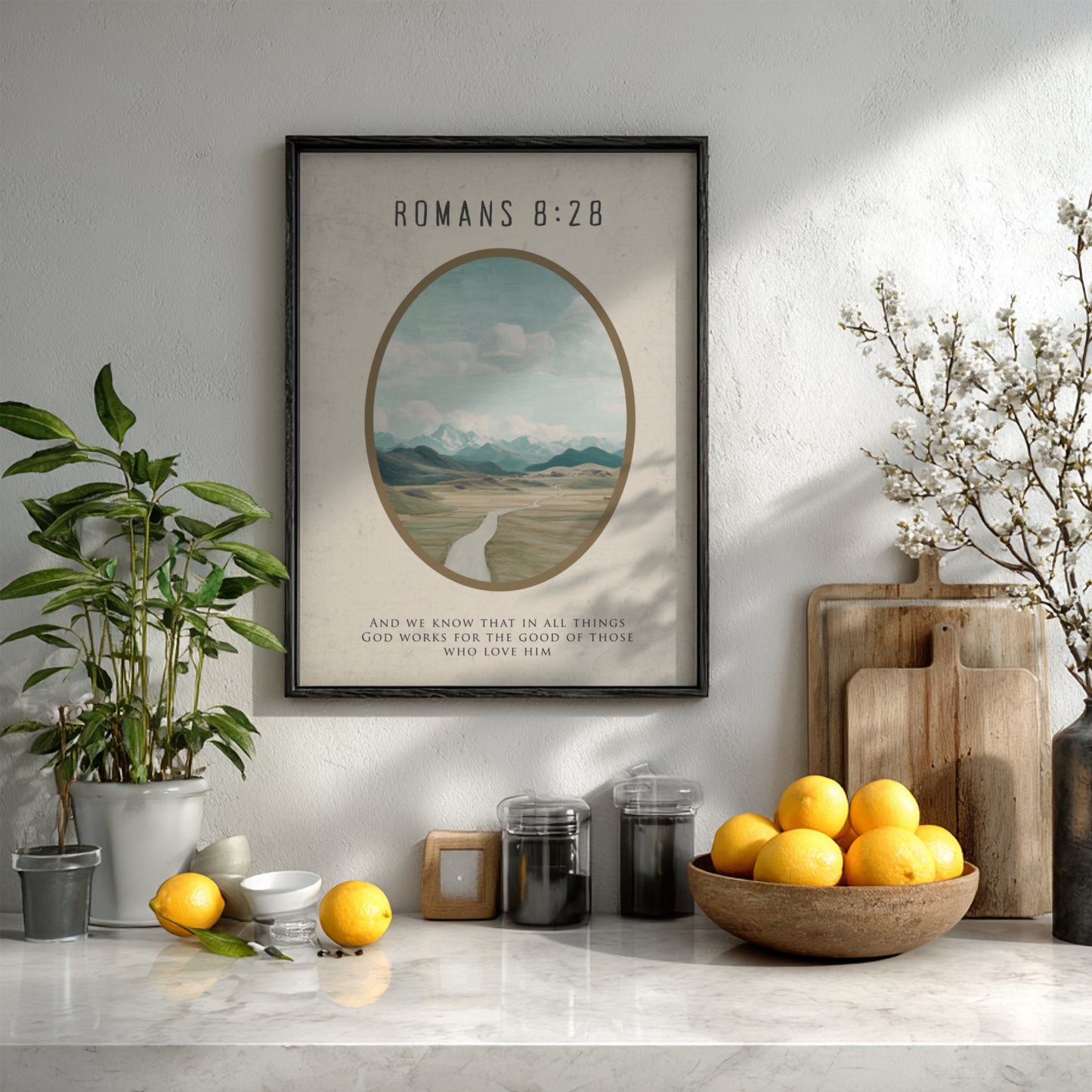 Romans 8:28: The Alignment – Modern Minimalist Scripture Wall Art