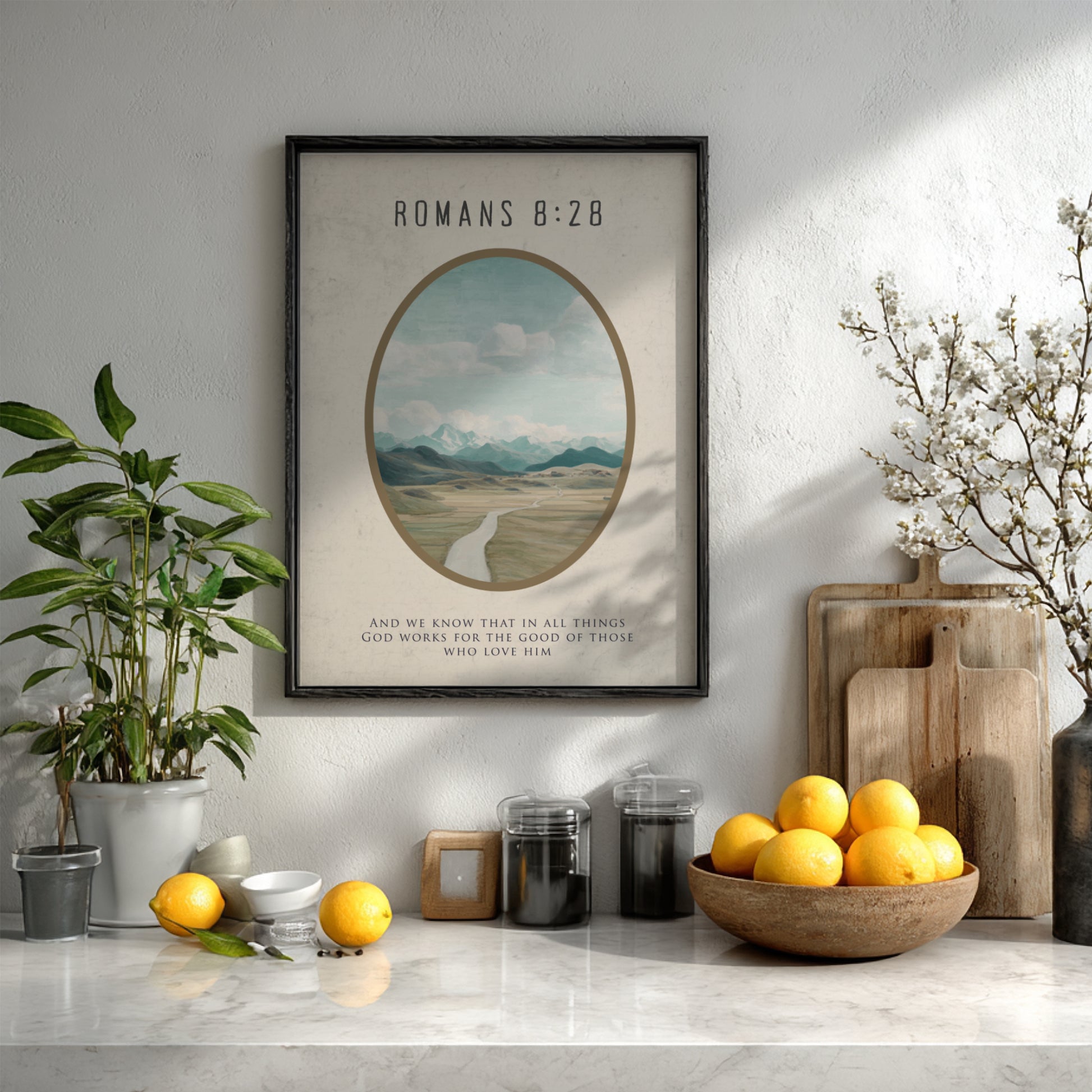 Romans 8:28: The Alignment – Modern Minimalist Scripture Wall Art