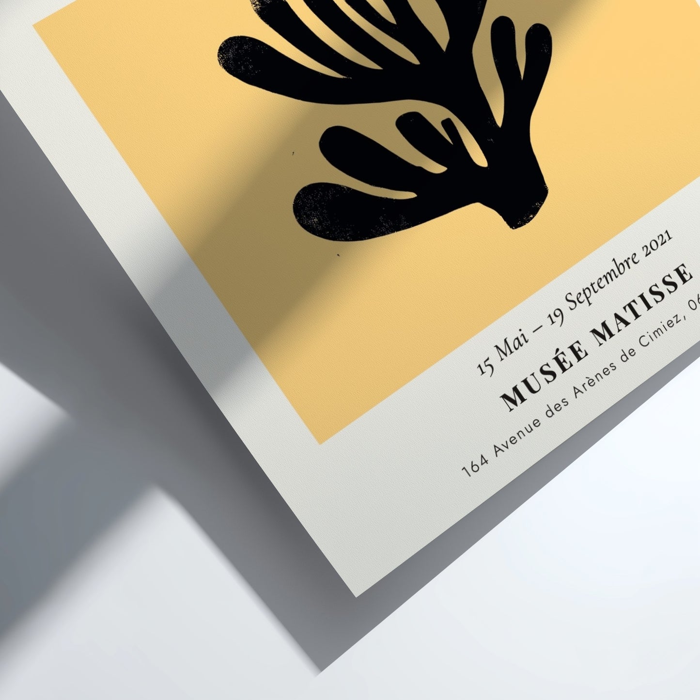 Henri Matisse Black Leaf poster featuring bold black silhouette on yellow background, ideal for home decor.