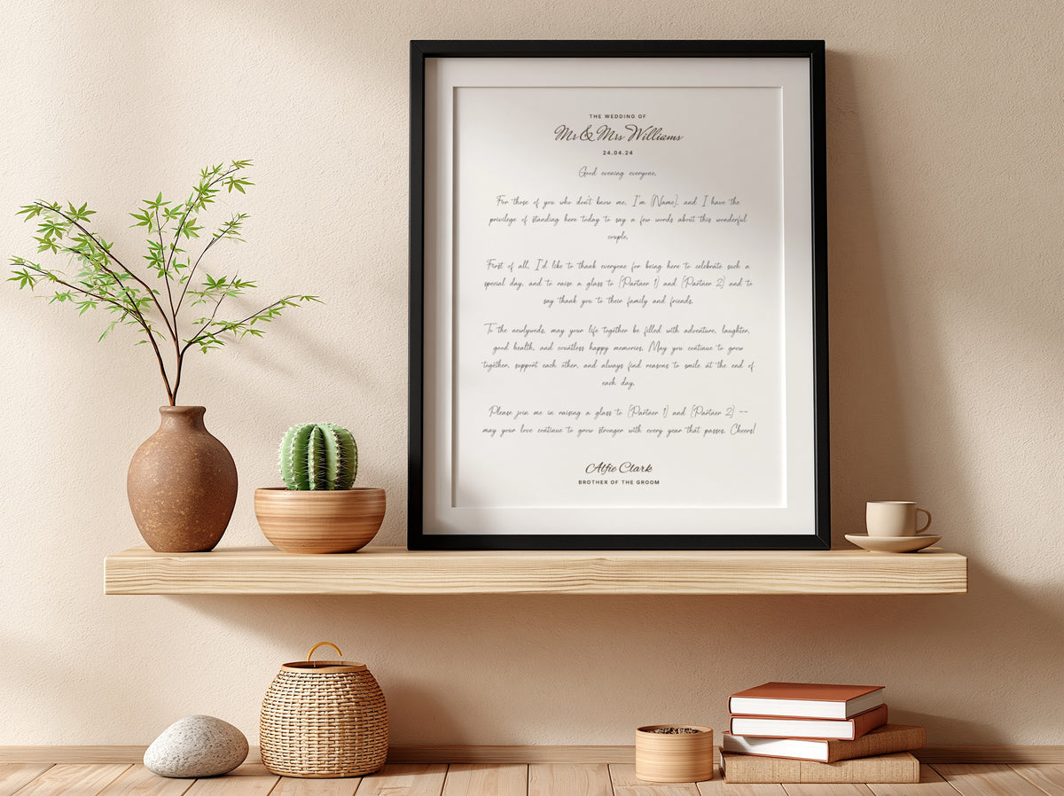 Personalised Wedding Speech Keepsake Poster