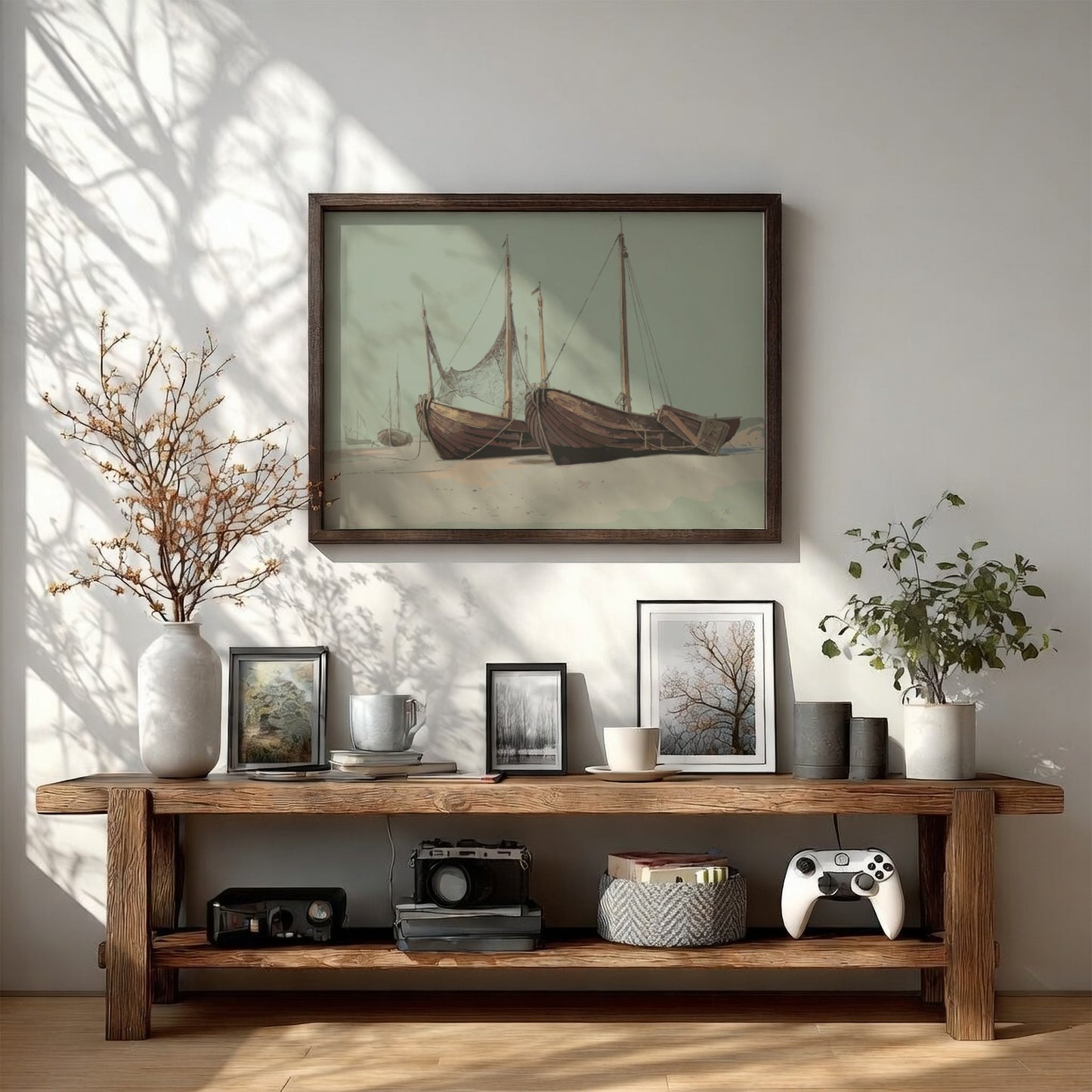 Blankenbergh drawing by William Stanley Haseltine featuring boats on a beach, vintage art.