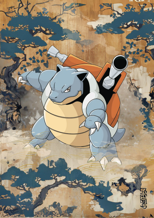 Blastoise Poster: Japanese Tapestry Style Pokemon Anime Poster, Pokemon TCG Blastoise