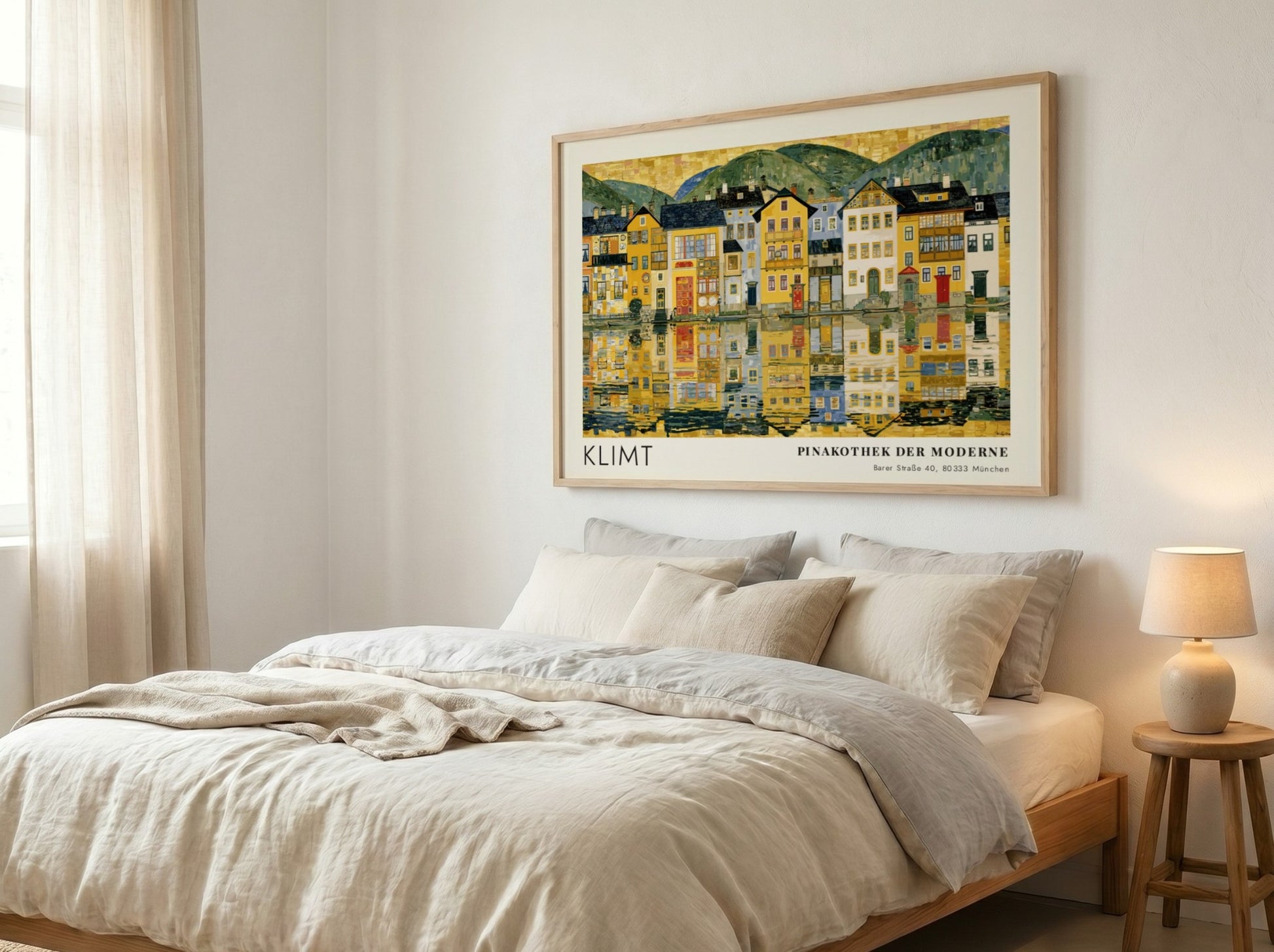 Blau Kaskade und Gold poster featuring Klimt's landscape art with vibrant colors and reflections