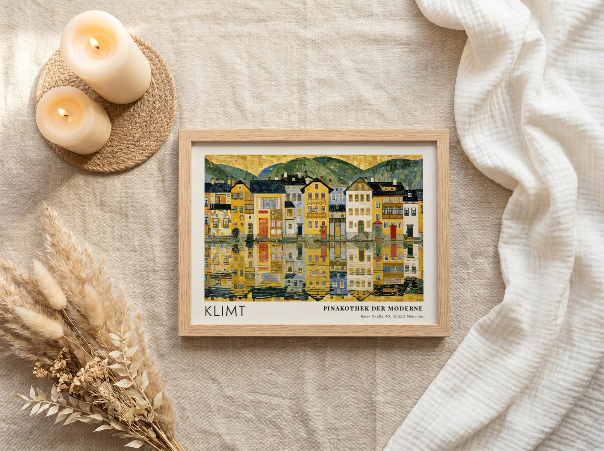 Blau Kaskade und Gold poster featuring Klimt's landscape art with vibrant colors and reflections