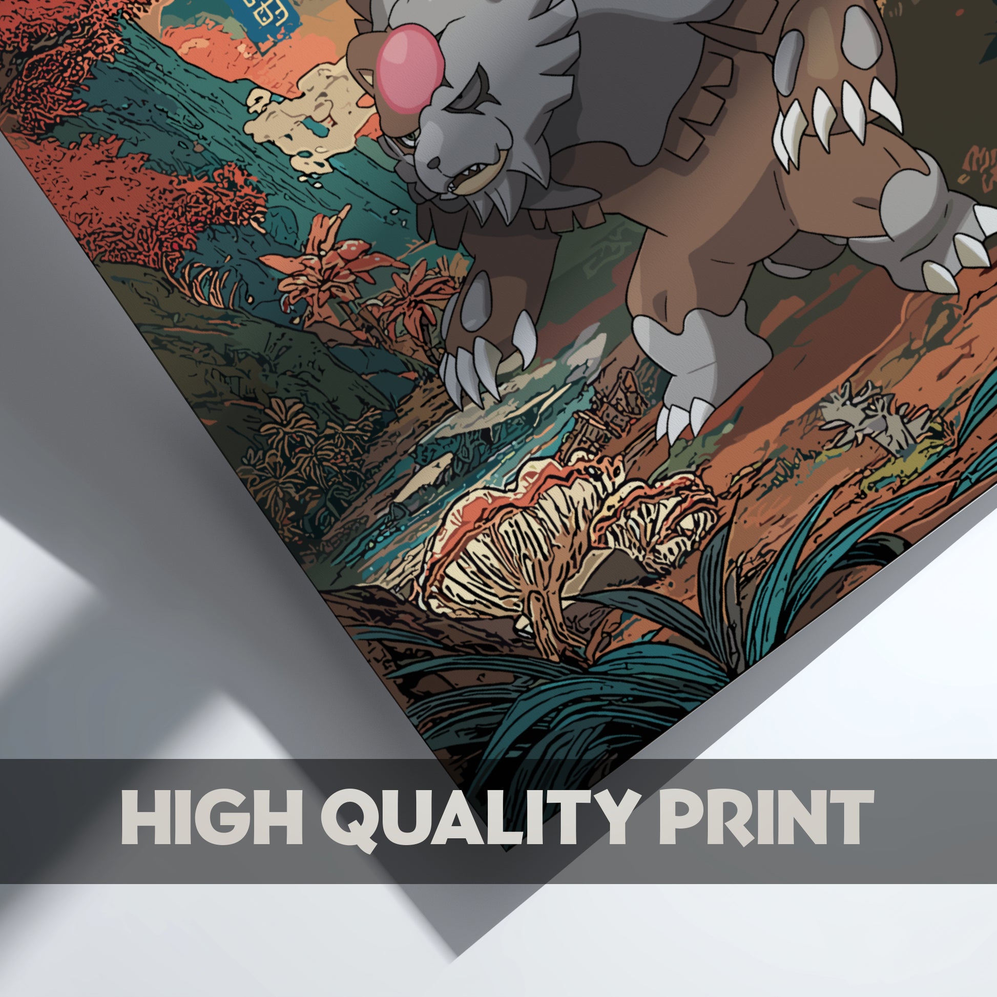 Illustration of Bloodmoon Ursaluna in a natural setting with 'High Quality Print' text.