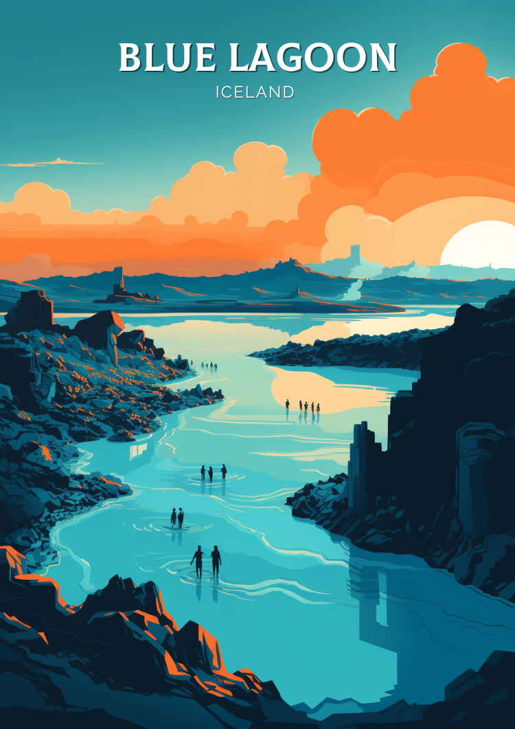 Europe BLUE LAGOON TRAVEL POSTER - ICELAND ARTWORK